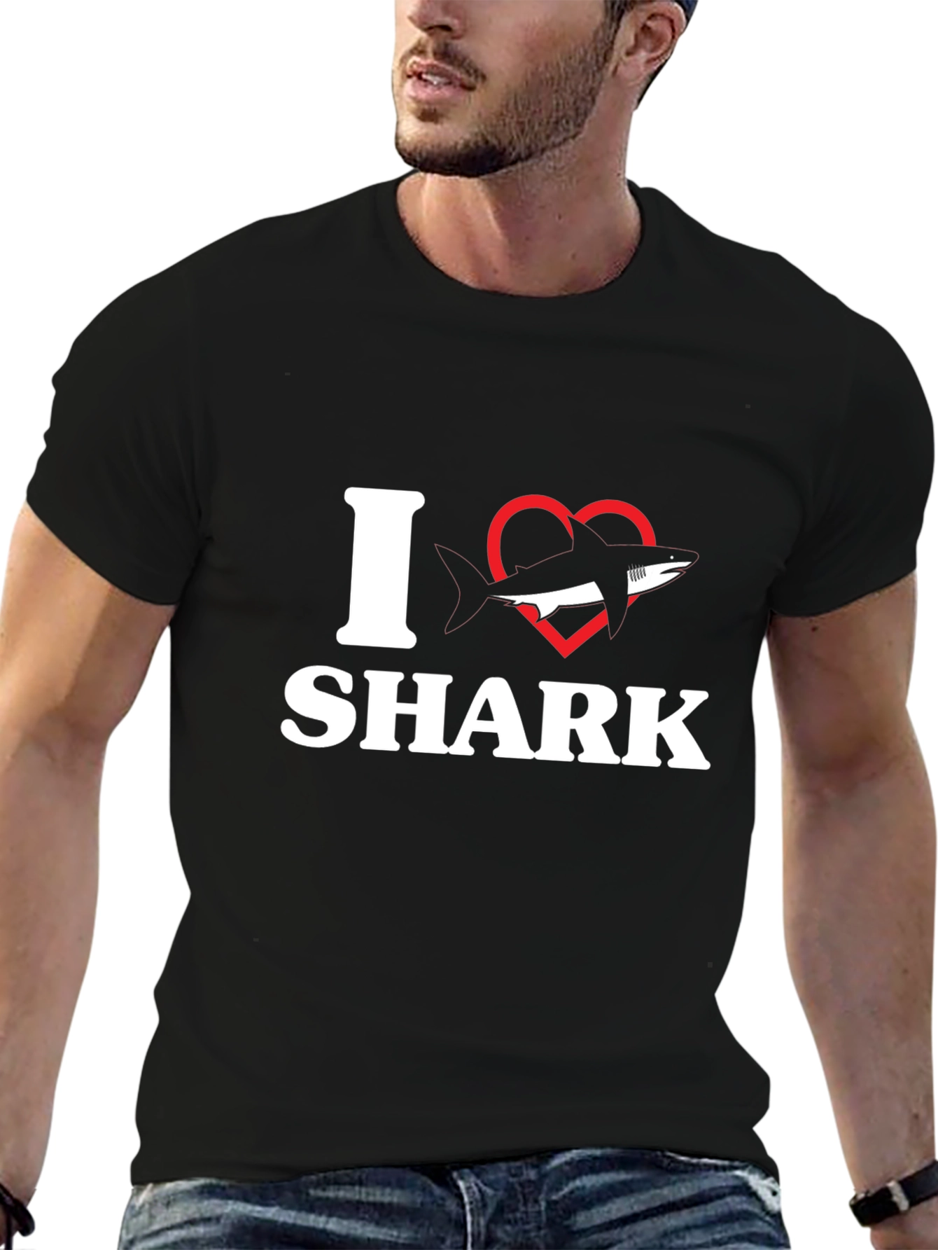 Black I Love Sharks T-Shirt - Black view 6