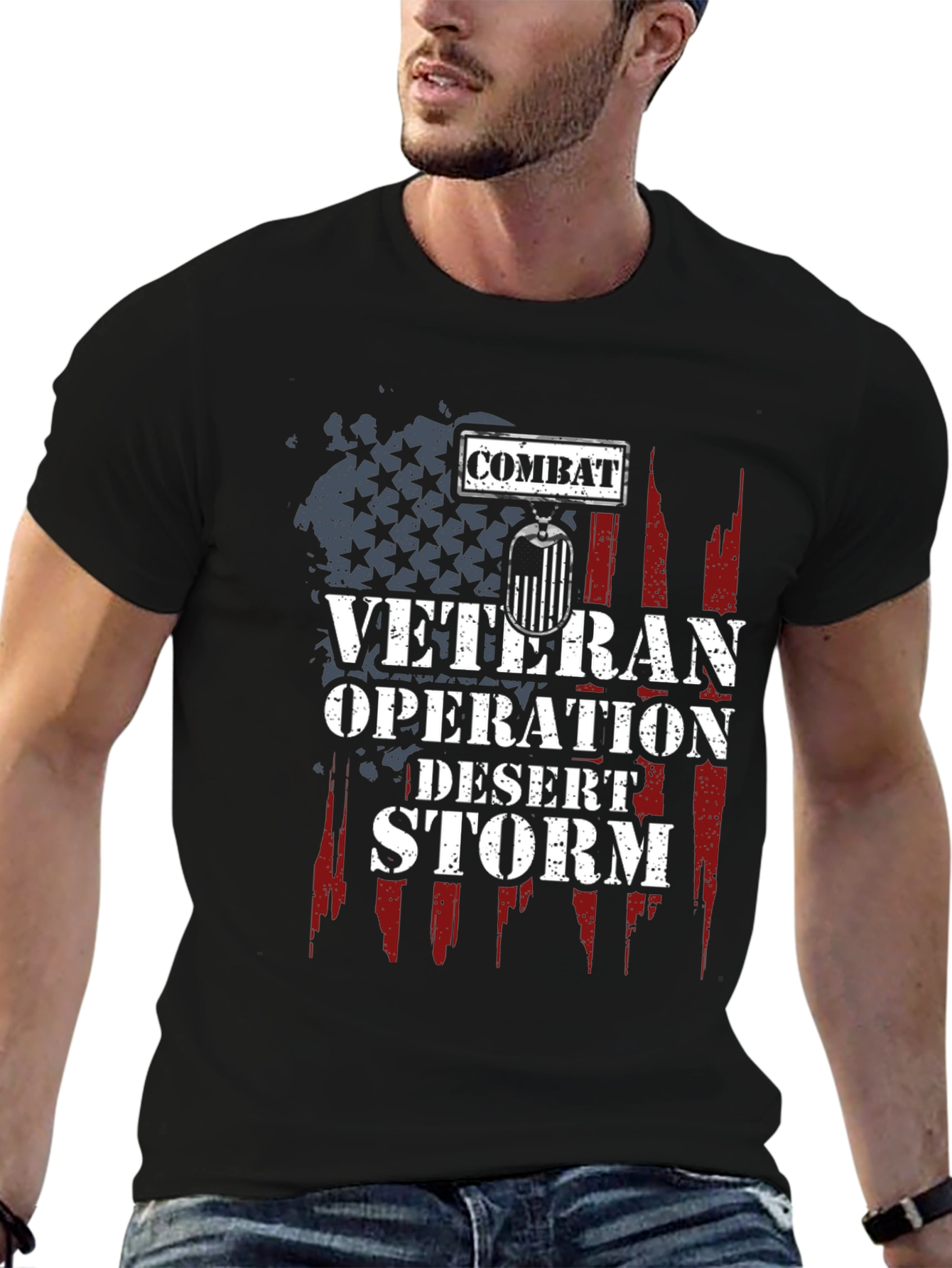 Black Combat Veteran Operation Desert Storm T-Shirt view 6
