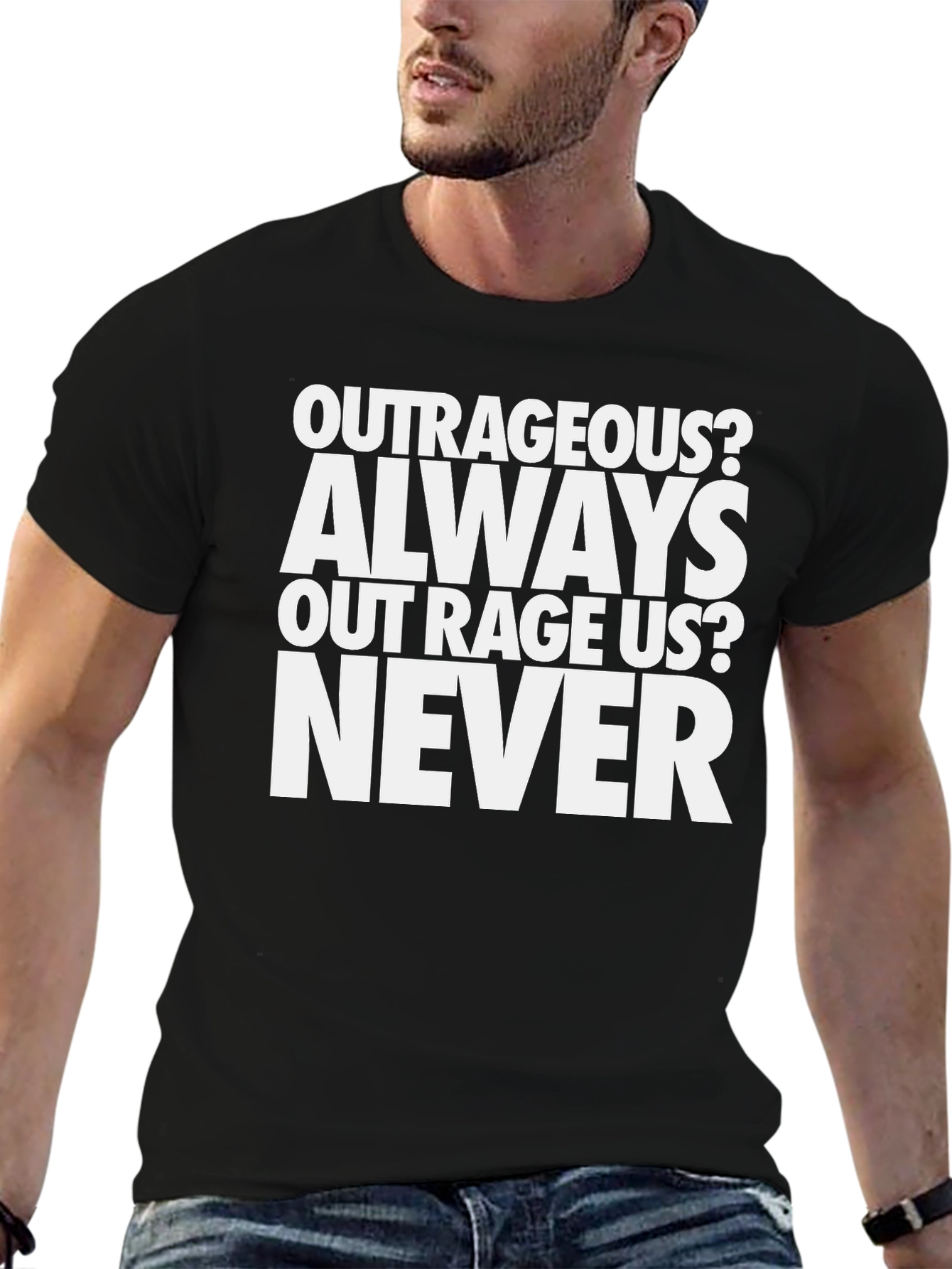 Black Outrageous Never T-Shirt view 6