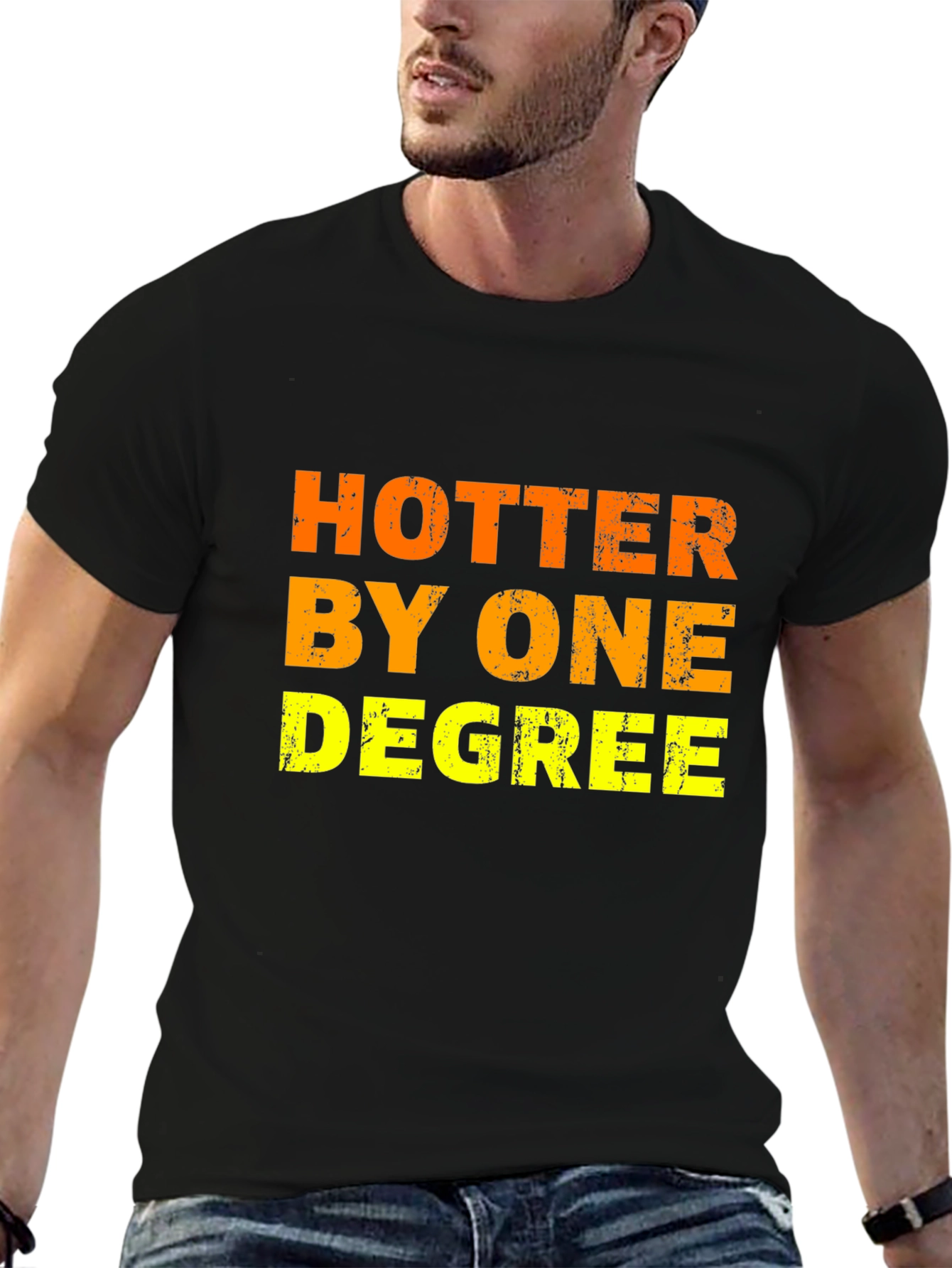 Black Hotter By One Degree Men's Black T-Shirt view 6
