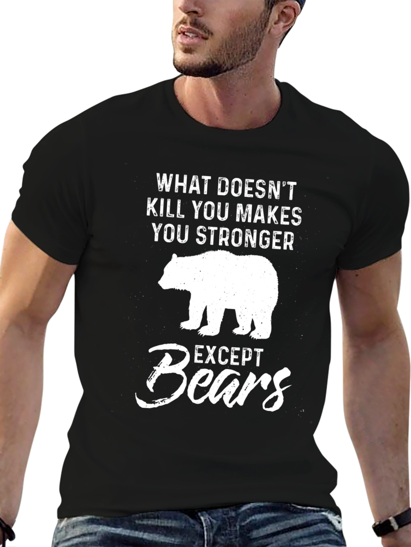 Black What Doesn't Kill You Except Bears T-Shirt view 6