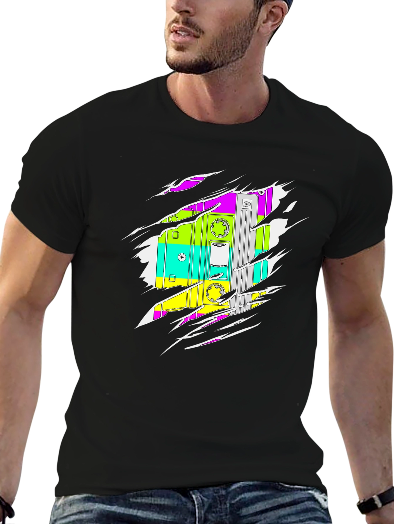 Black Retro Cassette Tape Graphic Tee - Black view 6