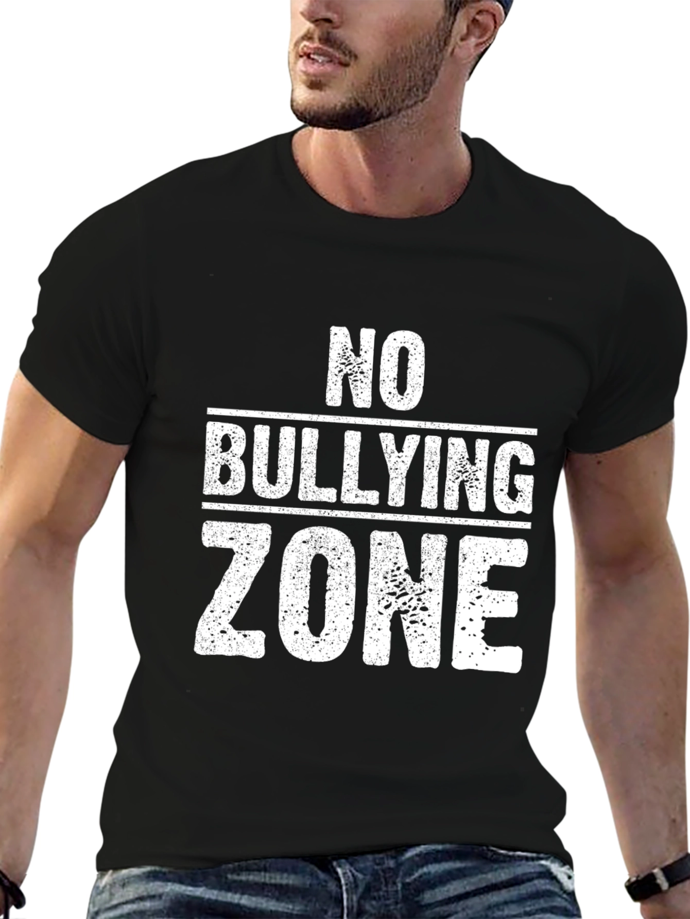 Black No Bullying Zone Graphic Tee view 6
