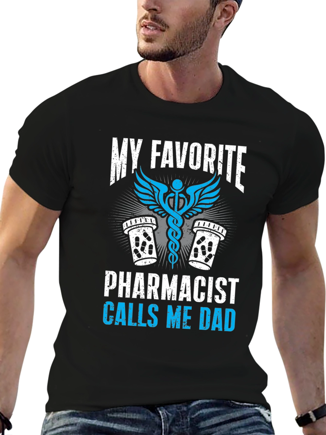 Black Pharmacist Dad T-Shirt: My Favorite Calls Me Dad view 6