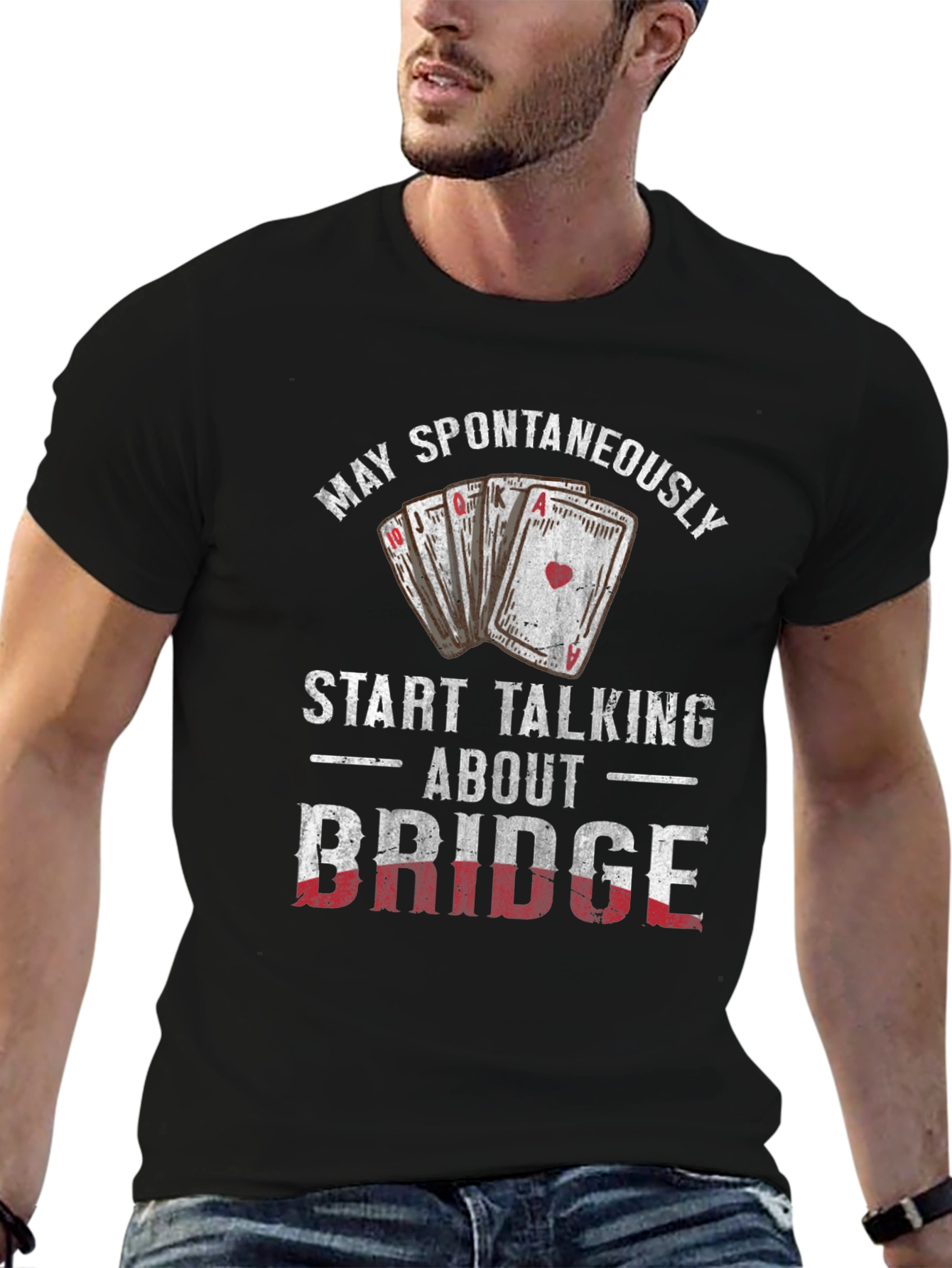 Black Bridge Humor T-Shirt: May Spontaneously Start Talking view 6