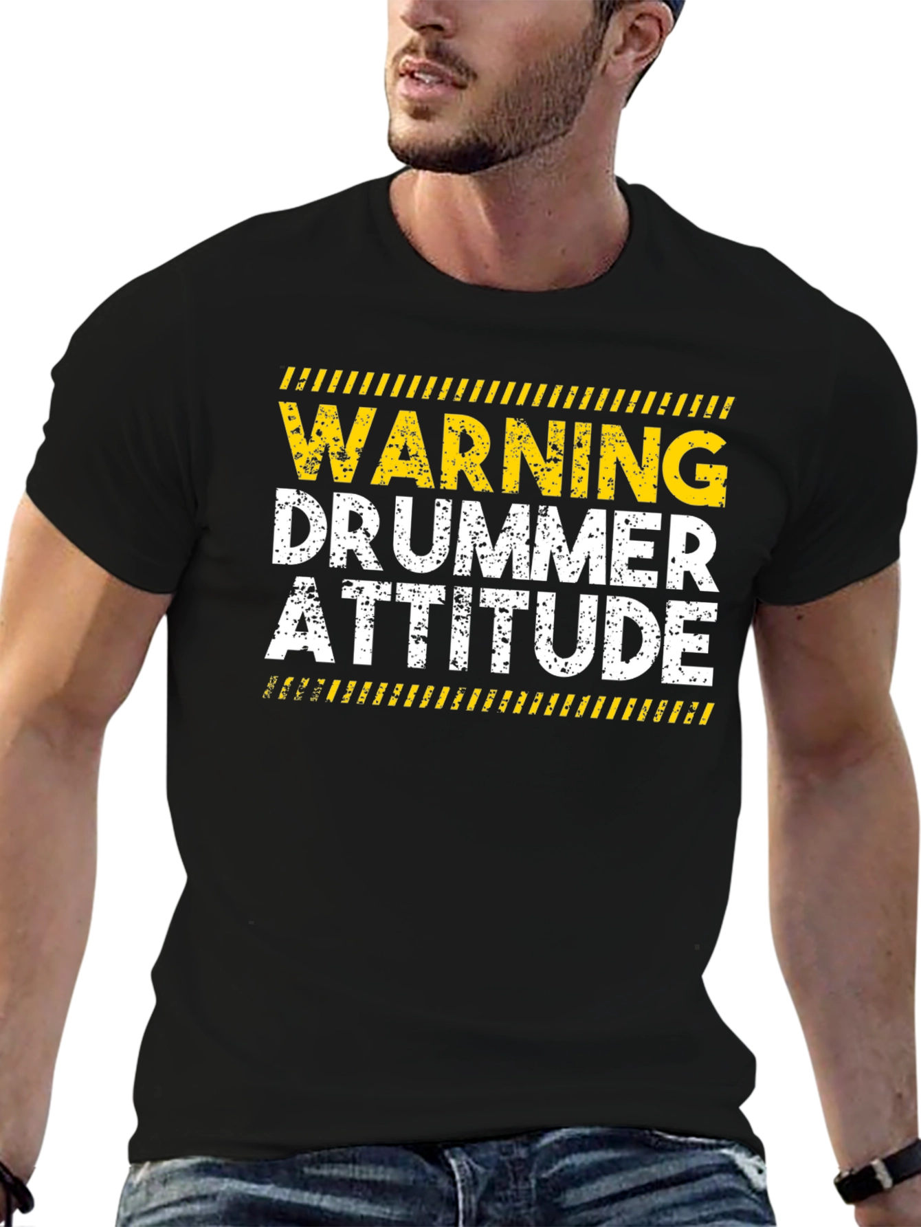 Black Warning Drummer Attitude T-Shirt view 6