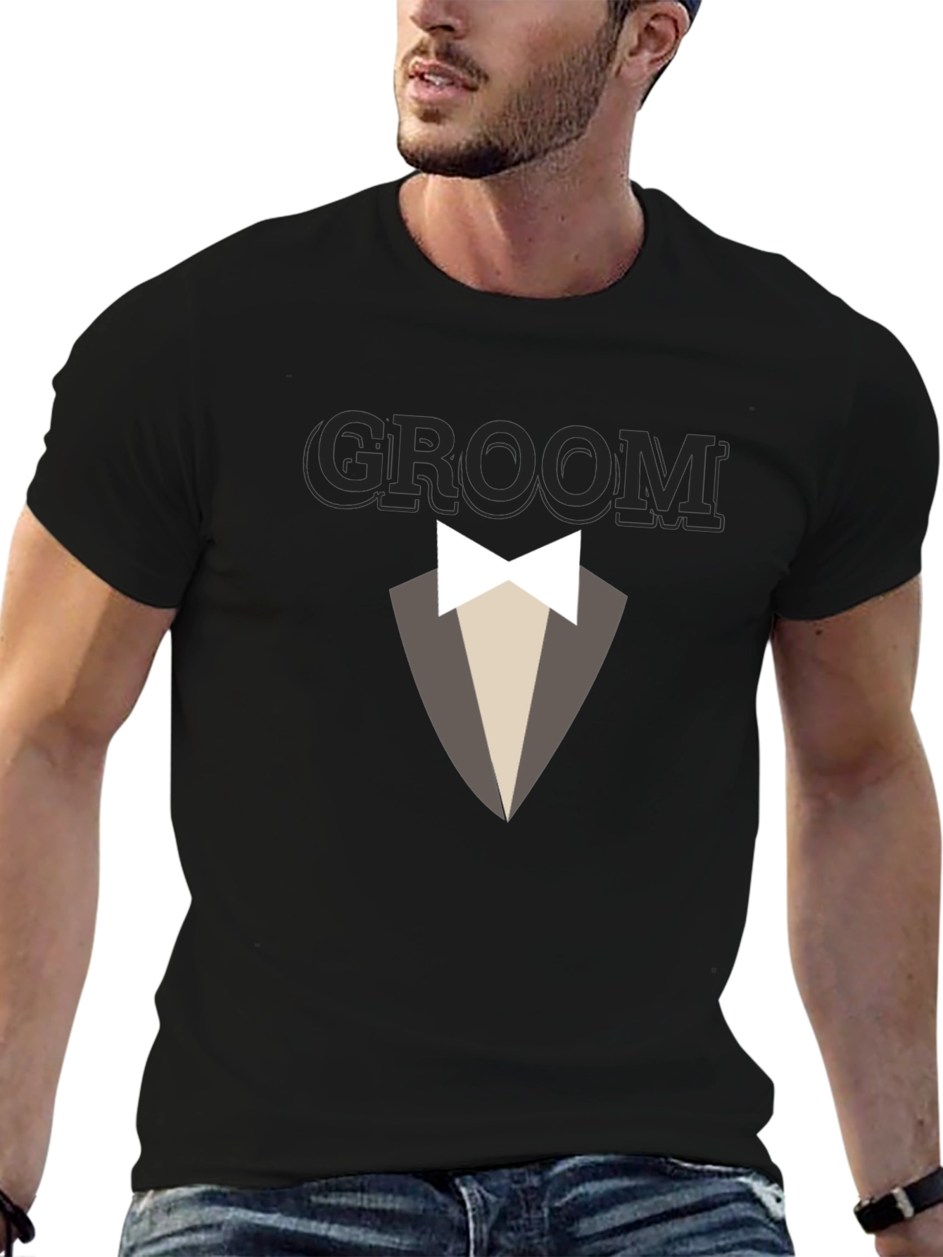 Black Groom Tuxedo T-Shirt - Bachelor Party Tee view 6