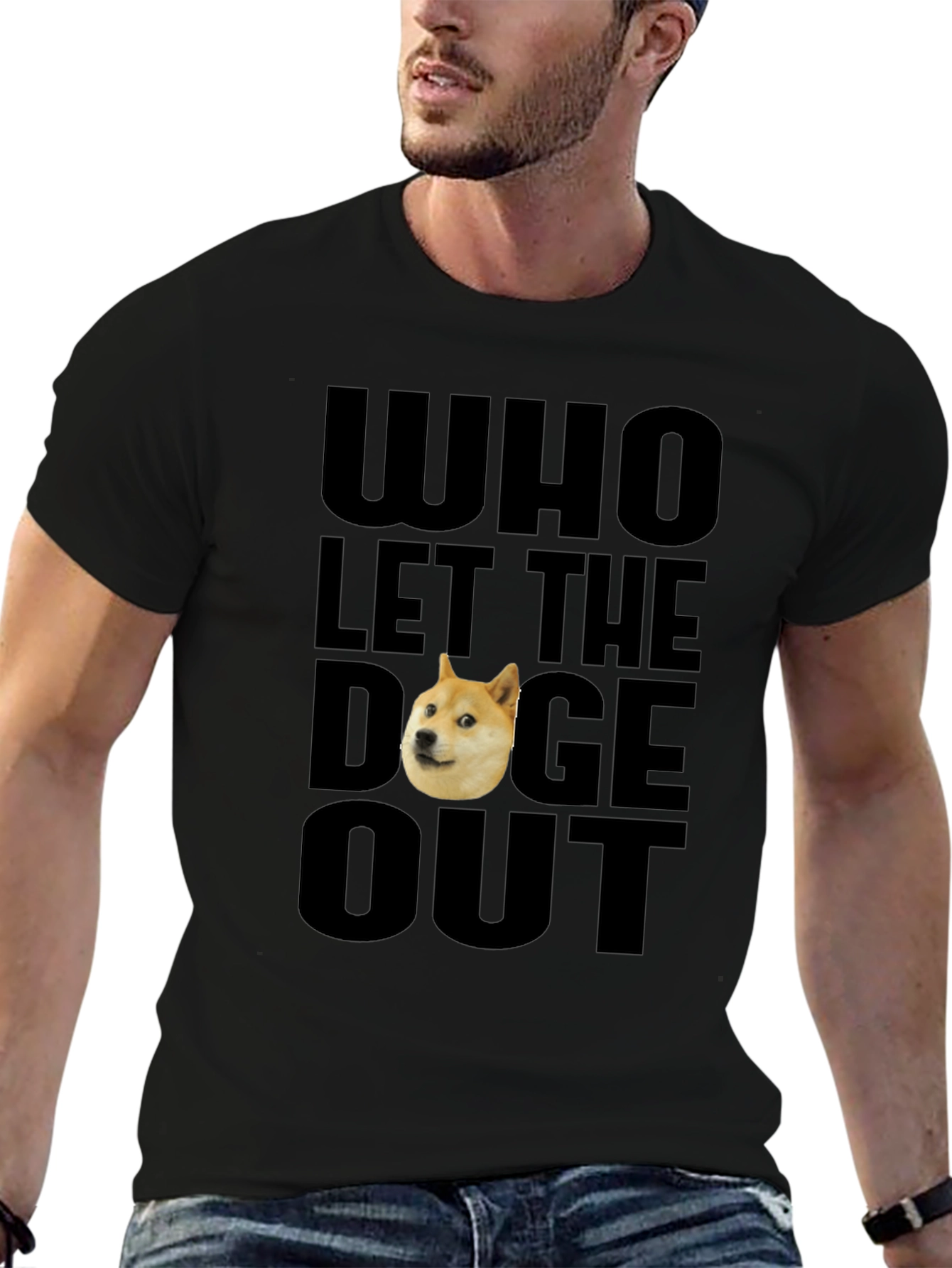 Black Who Let The Doge Out T-Shirt view 6