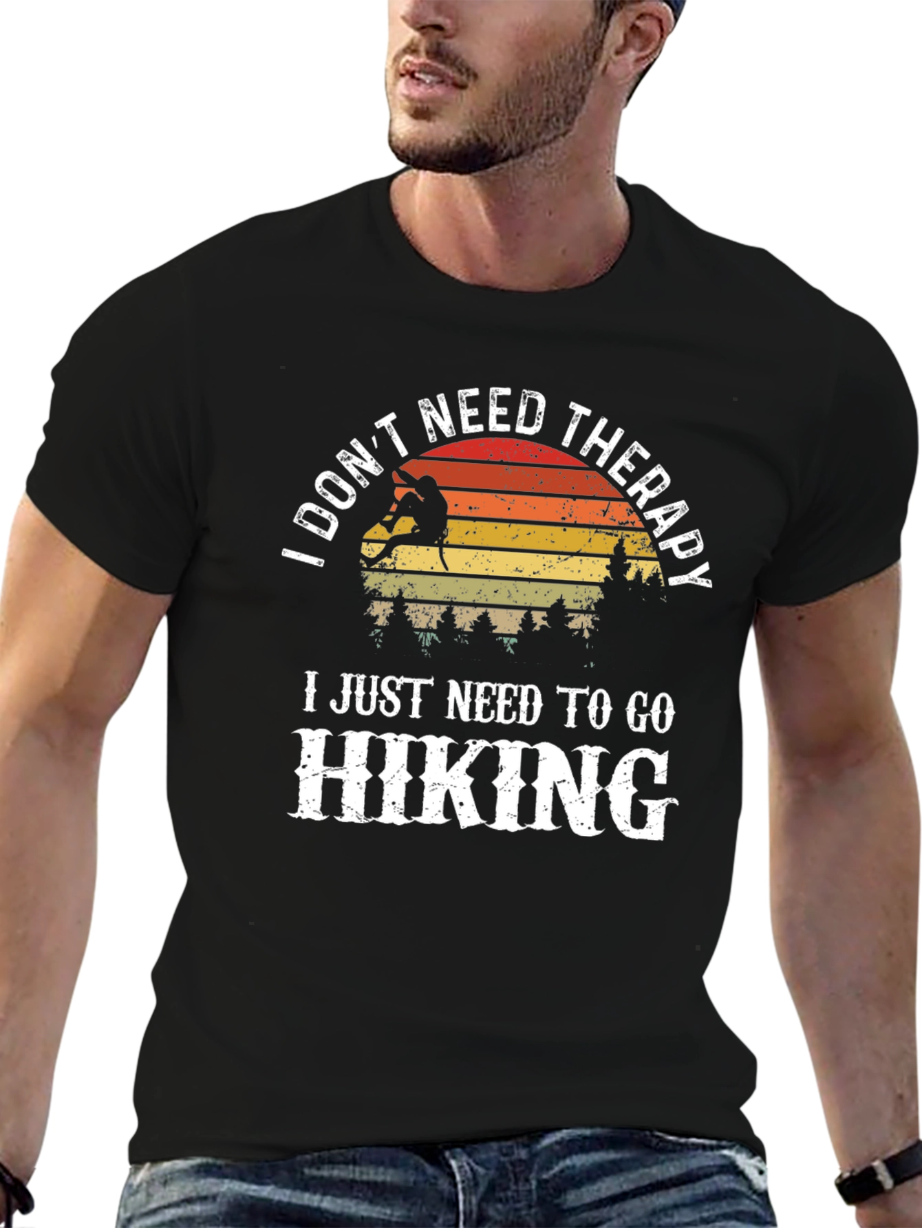 Black I Don't Need Therapy Hiking T-Shirt view 6