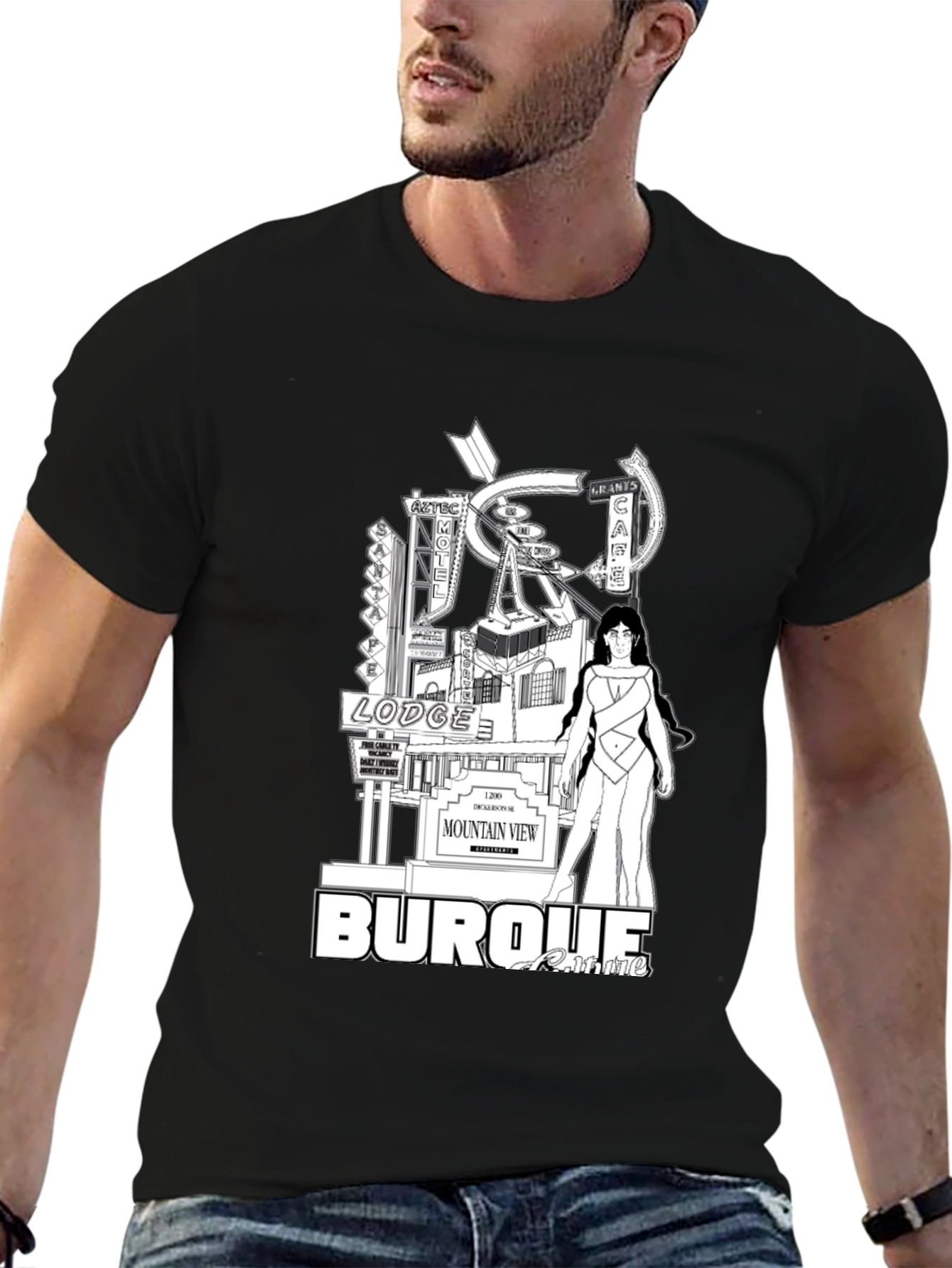 Retro Albuquerque Graphic Tee - Black Cotton T-Shirt - 6