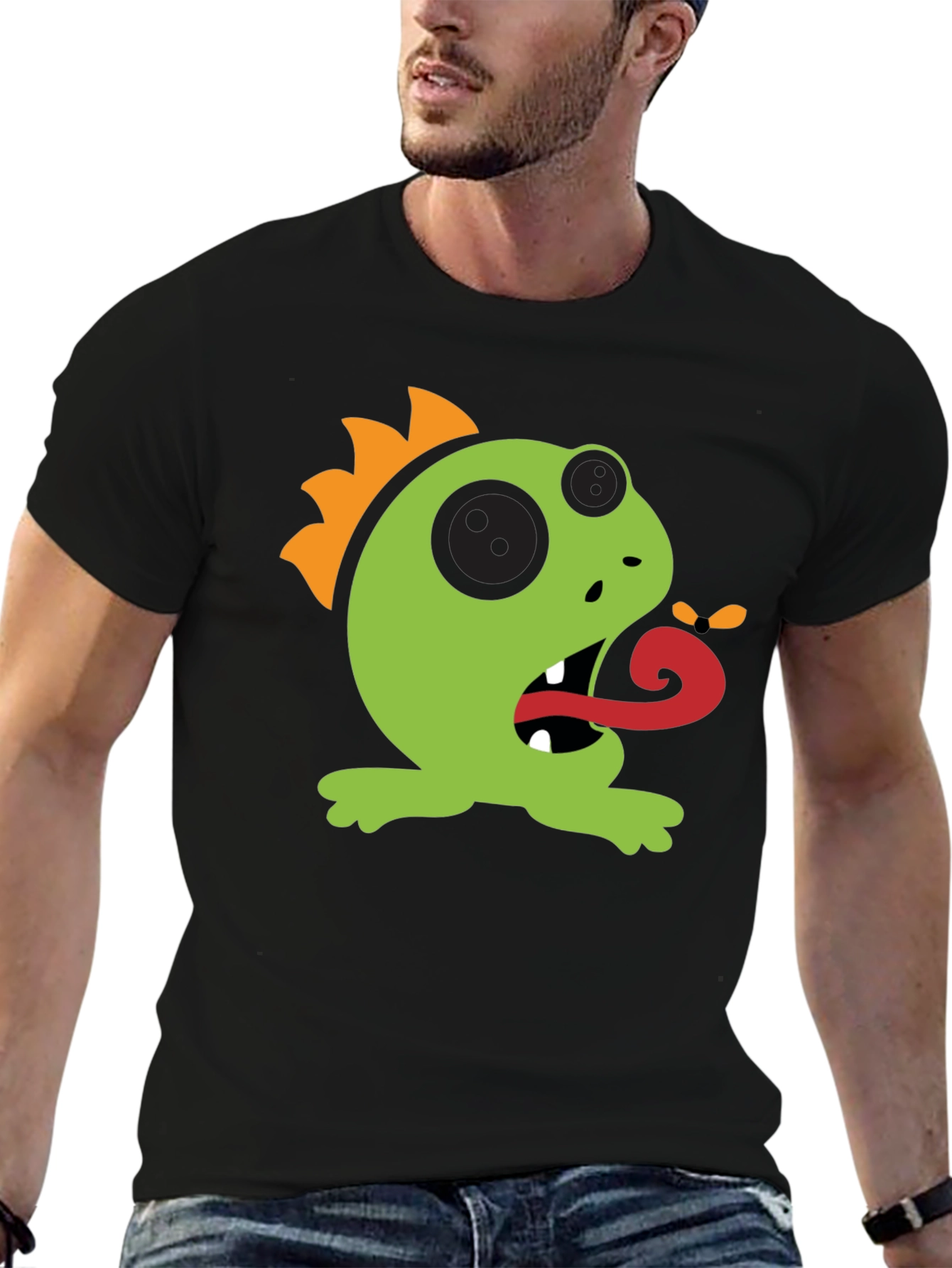 Black Cartoon Monster Graphic Tee - Black view 6