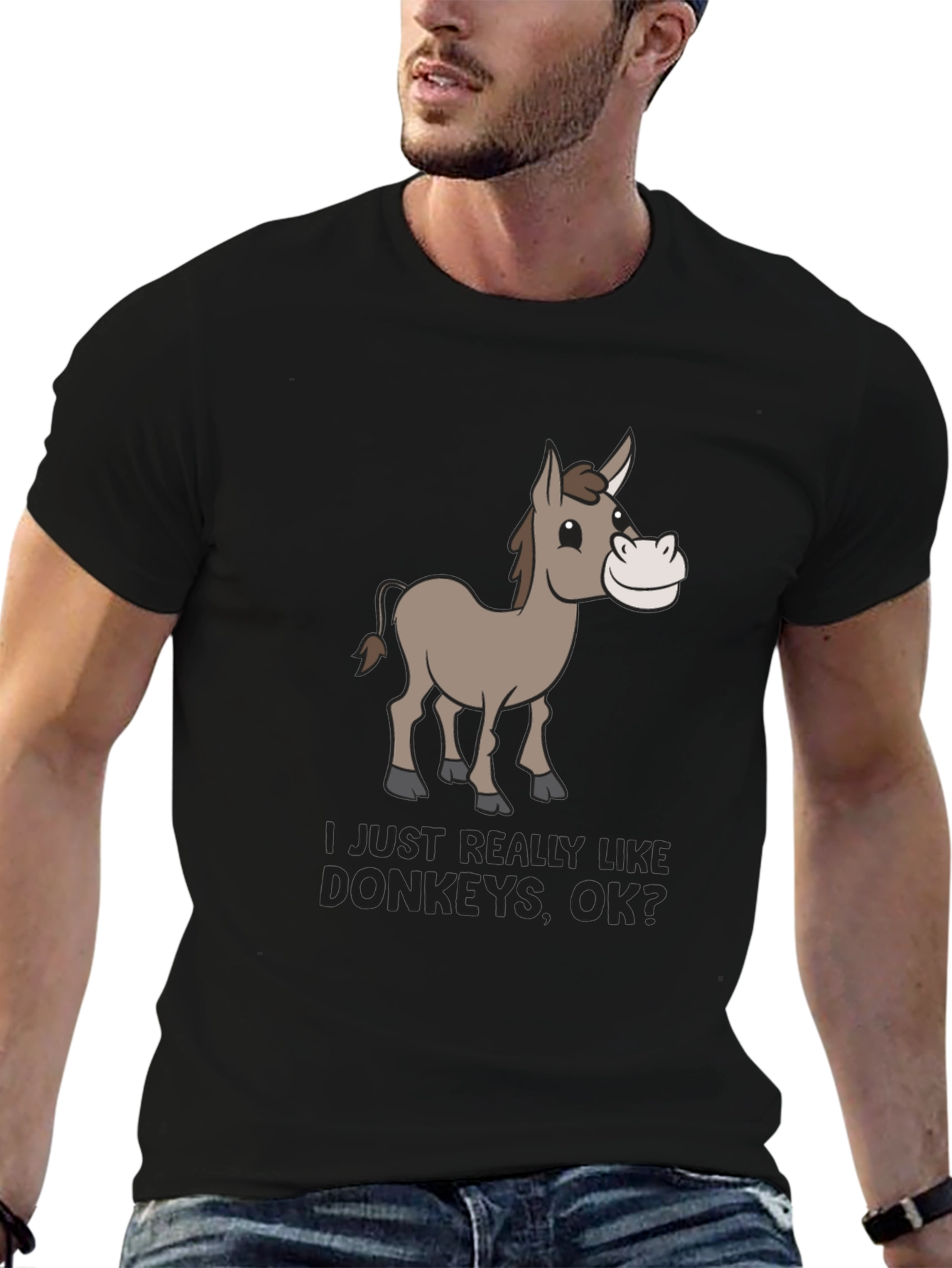 Black Funny Donkey Lover Graphic Tee - Black view 6