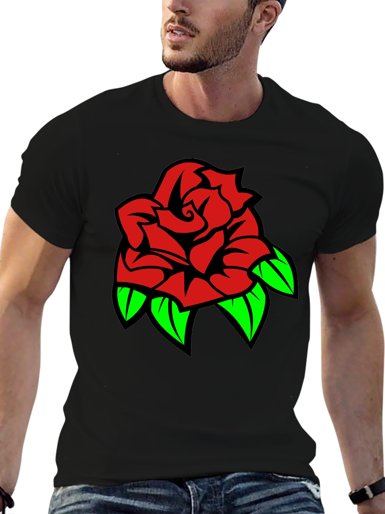 Black Rose Graphic Tee - Stylish Black T-Shirt view 6