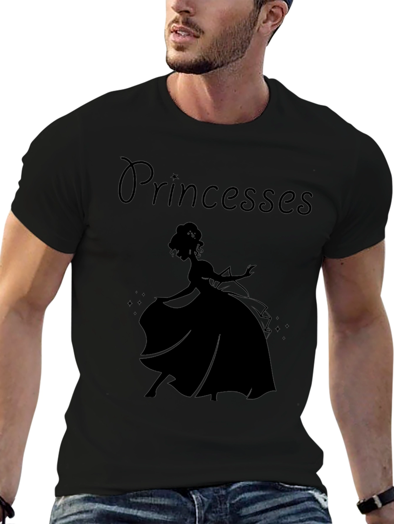 Black Princesses Silhouette Black T-Shirt view 6