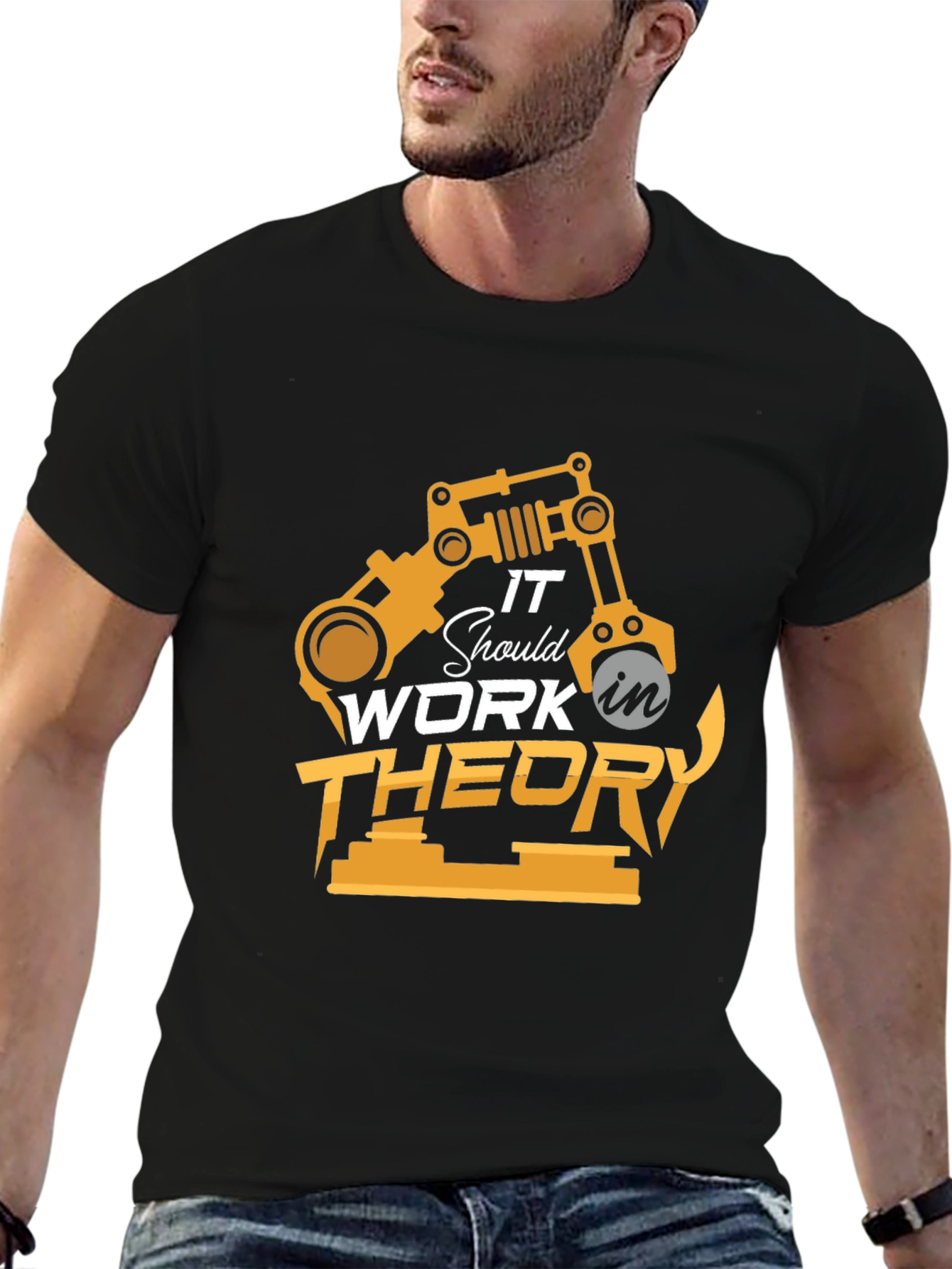 Black It Should Work In Theory Black T-Shirt view 6