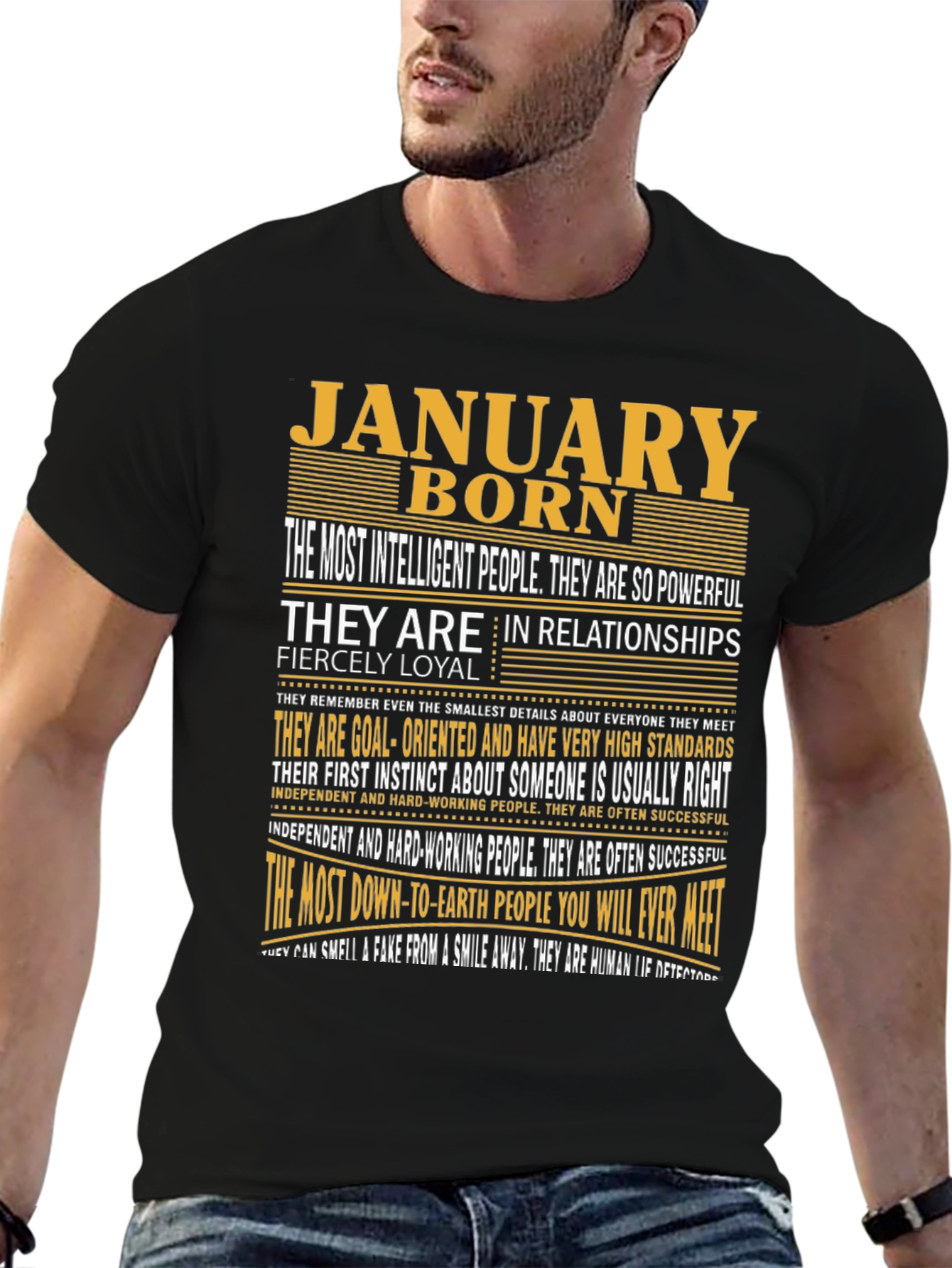 Black January Born Graphic Tee - Intelligent & Loyal view 6