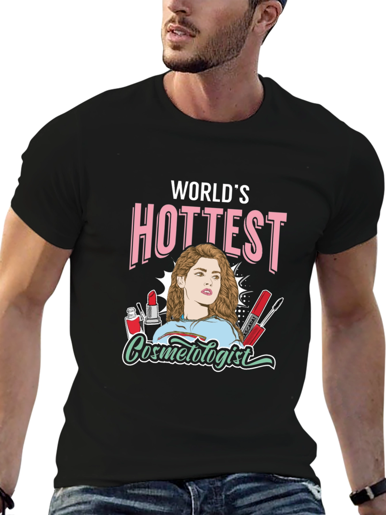 Black World's Hottest Cosmetologist T-Shirt - Unique Design view 6