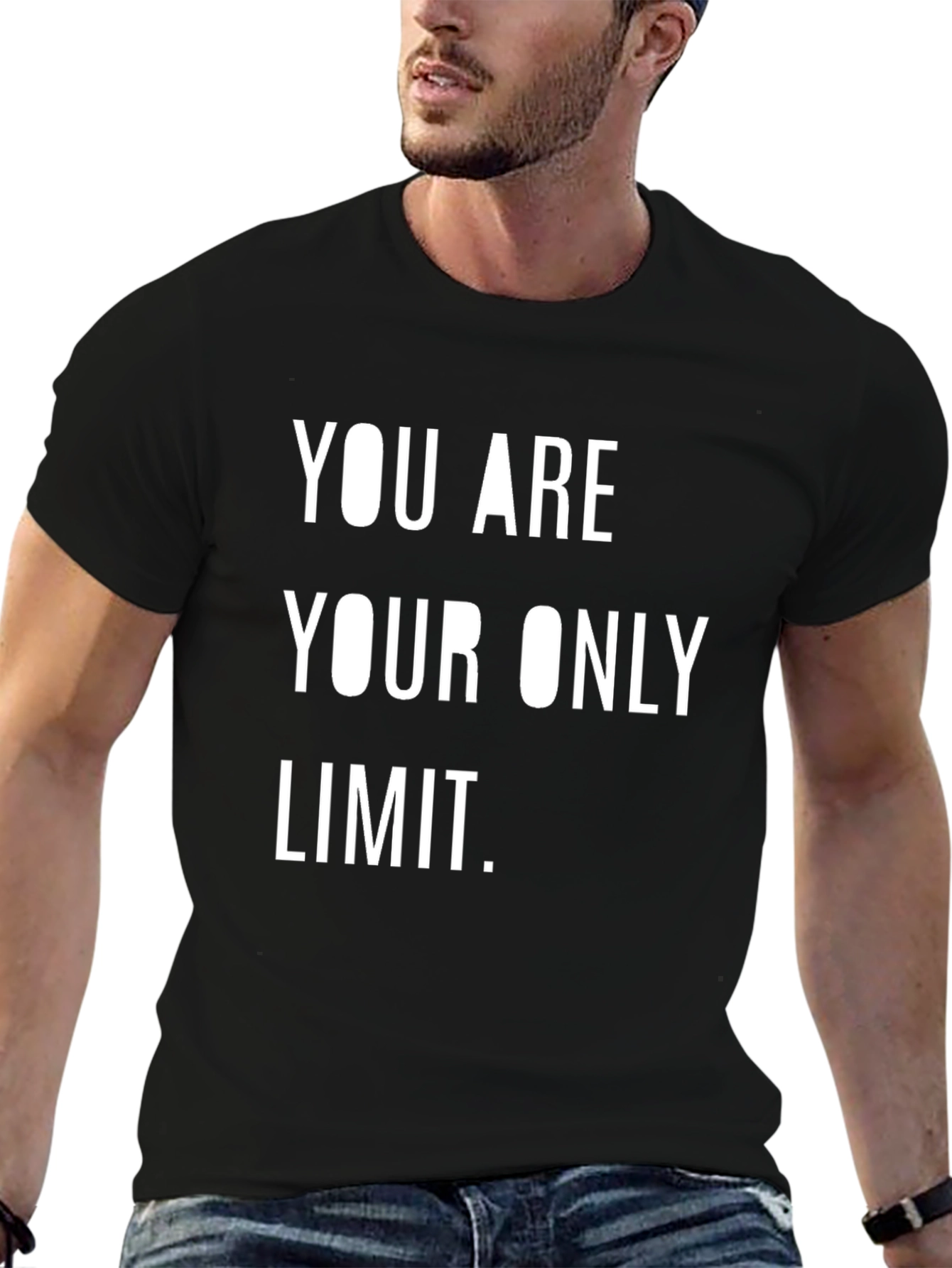 Black Motivational T-Shirt: You Are Your Only Limit - Black view 6