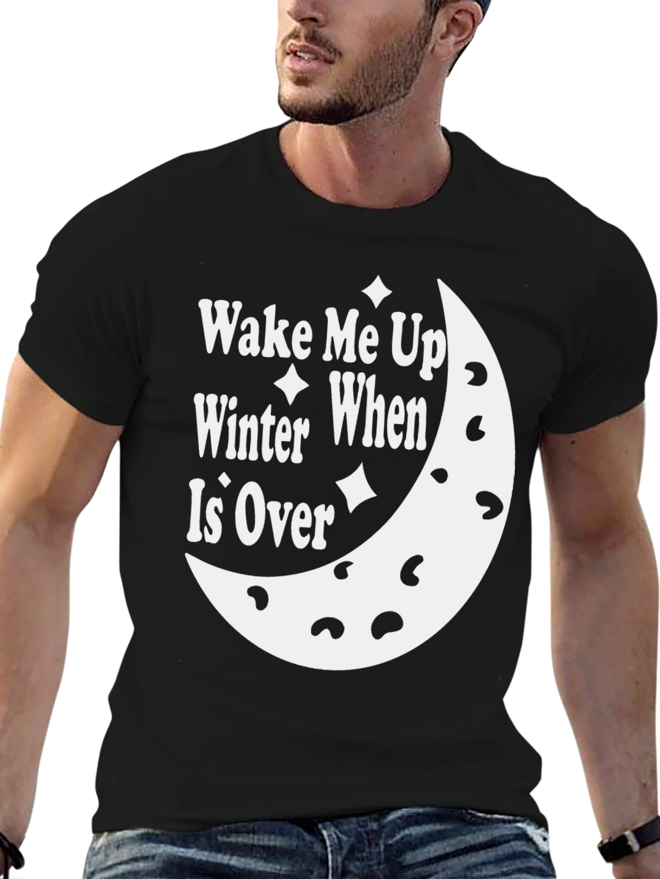 Black Wake Me Up When Winter Is Over T-Shirt view 6