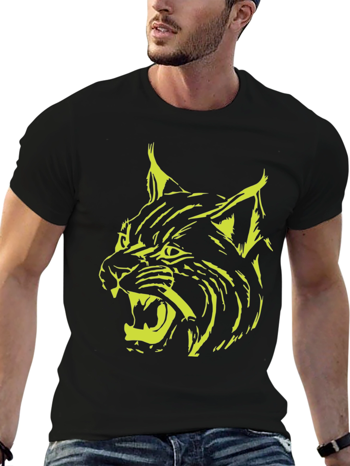 Black Lynx Graphic Black T-Shirt - Bold Animal Design view 6