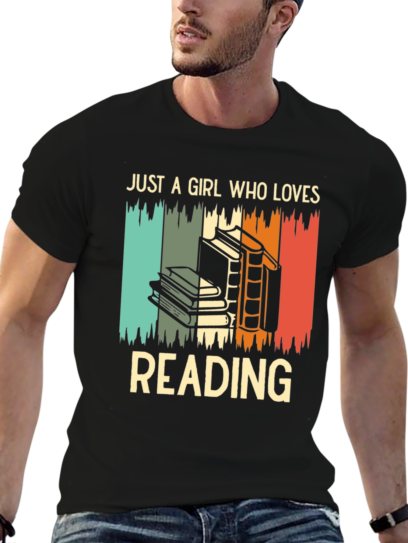 Black Retro Reading Lover T-Shirt for Women view 6
