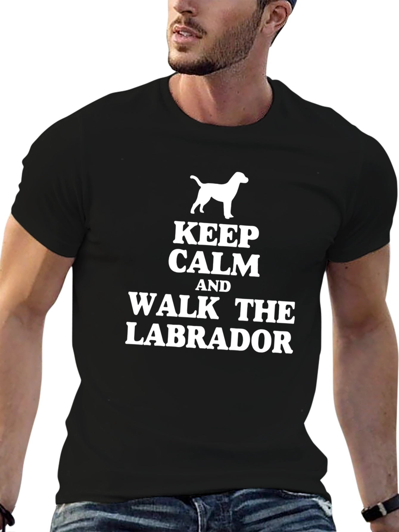 Black Keep Calm & Walk the Labrador T-Shirt view 6