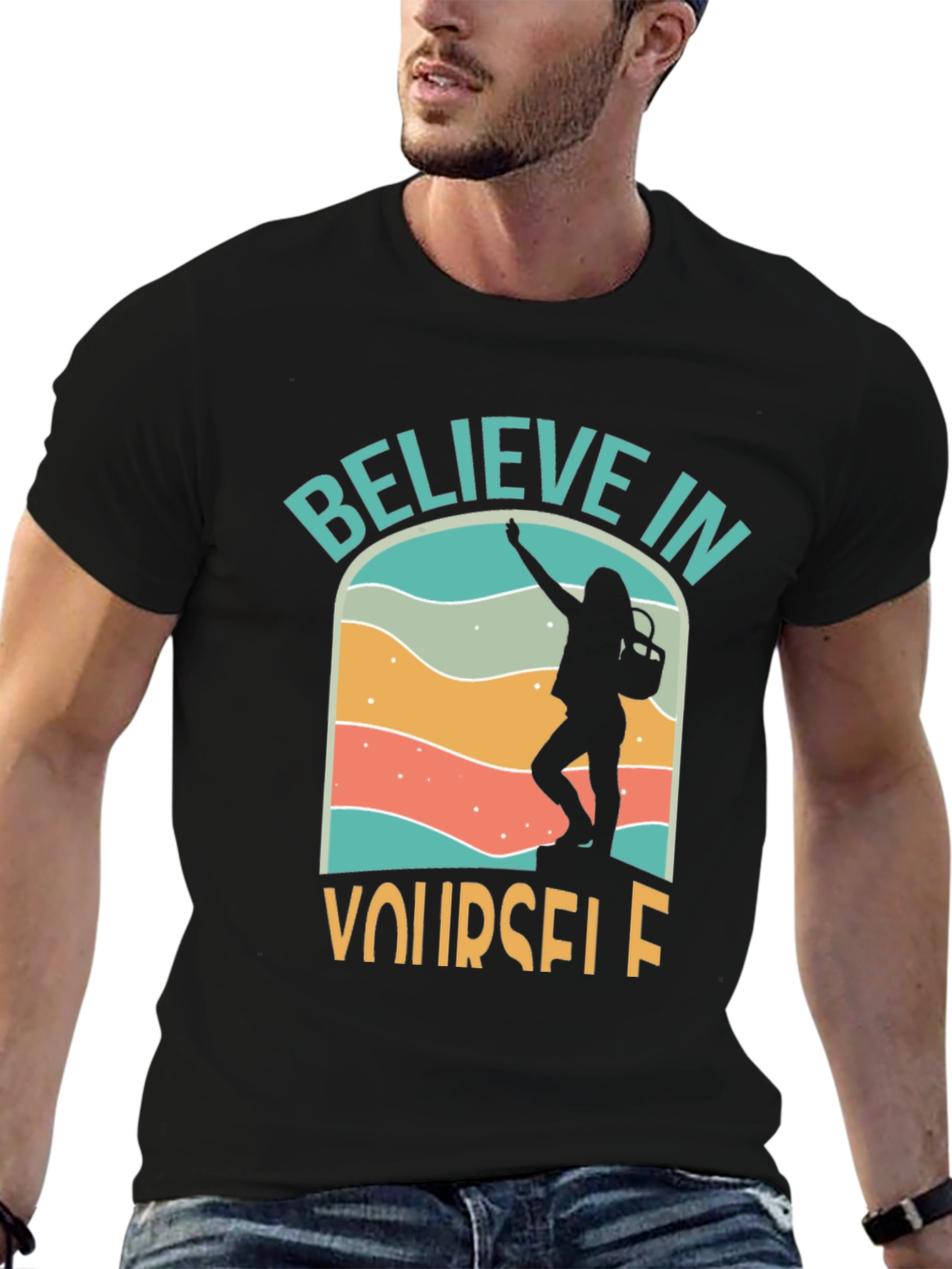 Black Believe in Yourself Graphic Tee - Adventure T-Shirt view 6