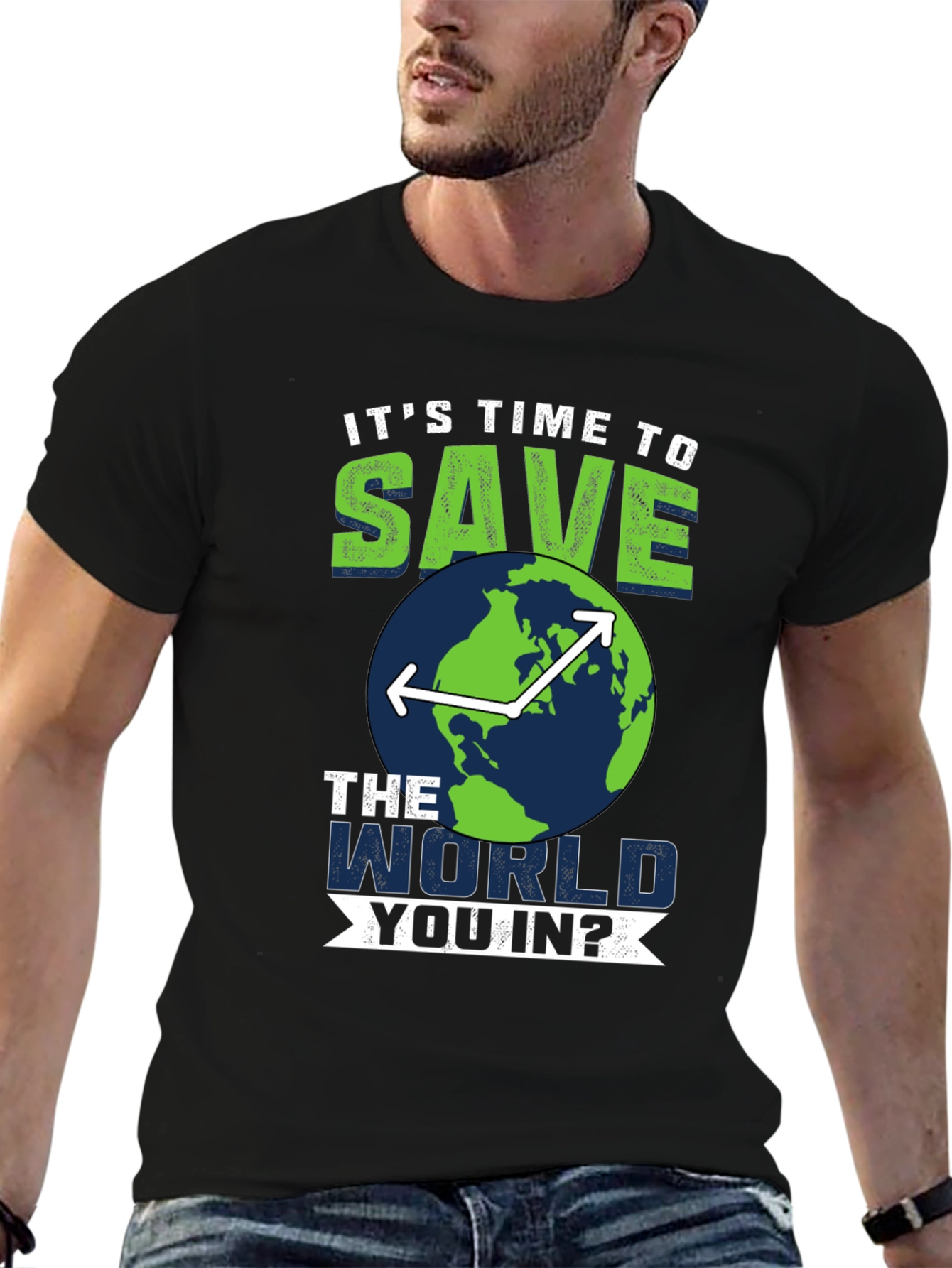 Black Save the World T-Shirt - Environmentally Conscious Tee view 6