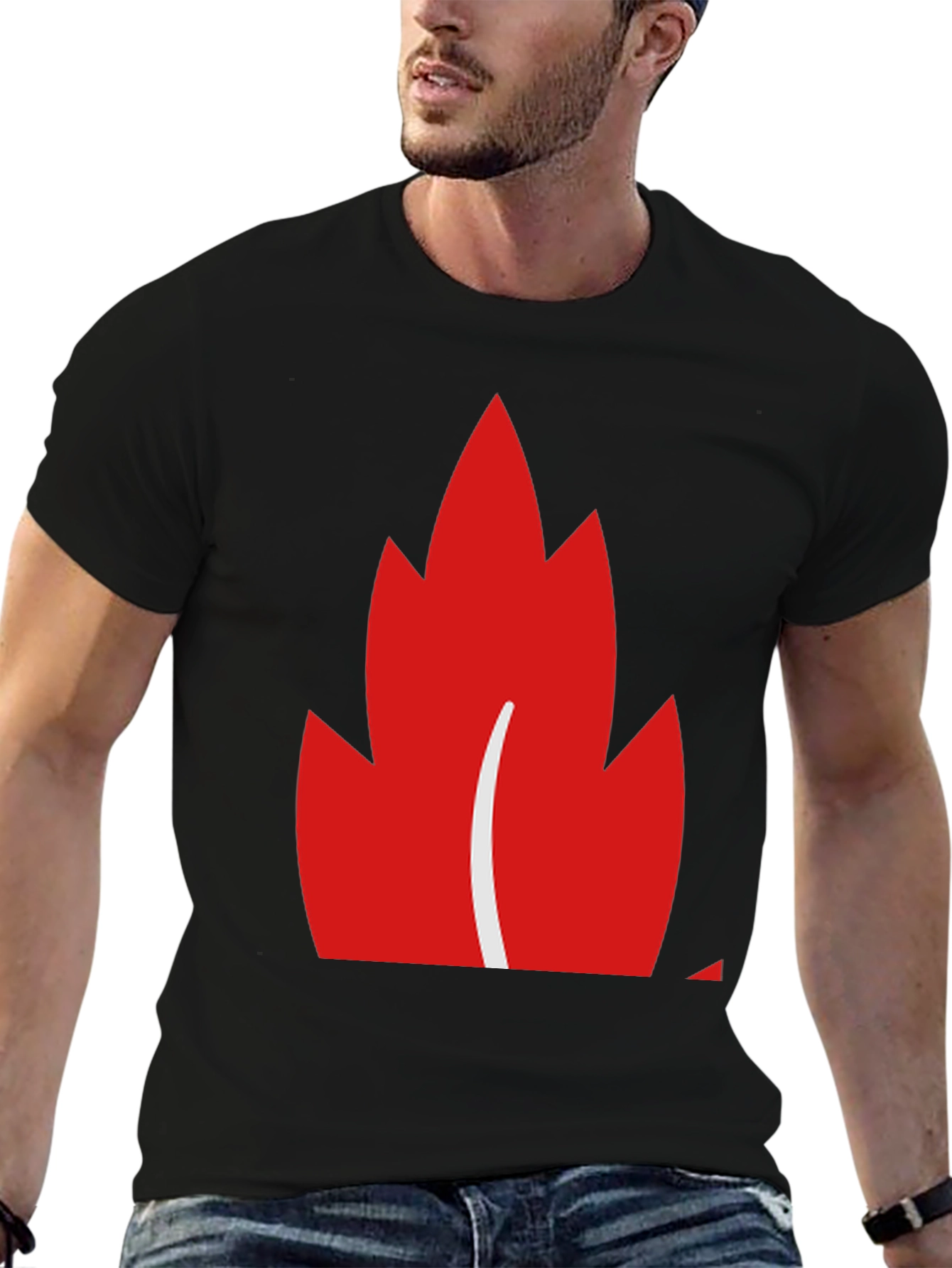 Black Maple Leaf Graphic Tee - Black Casual Shirt view 6