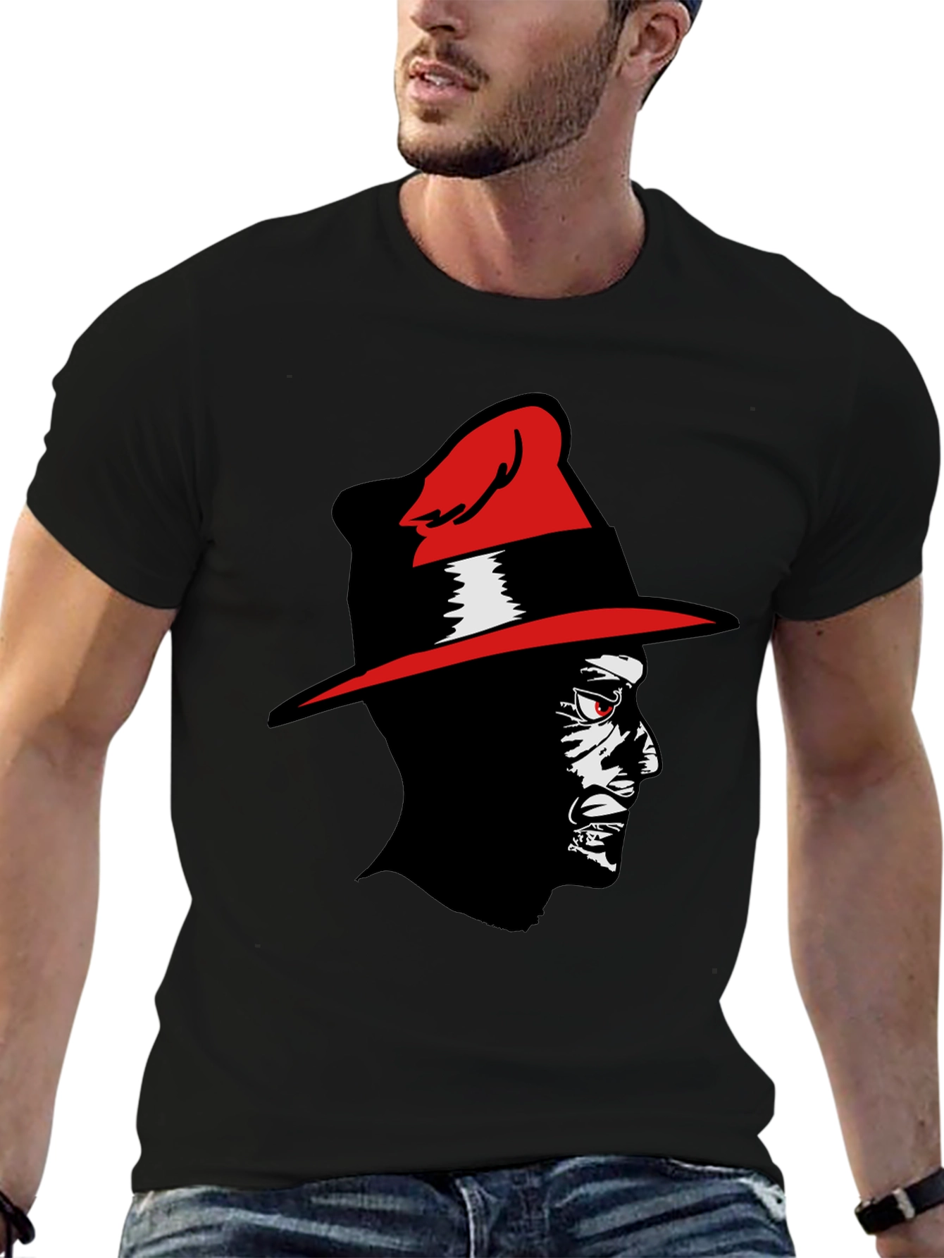 Black Red-Hat Man Graphic Tee view 6