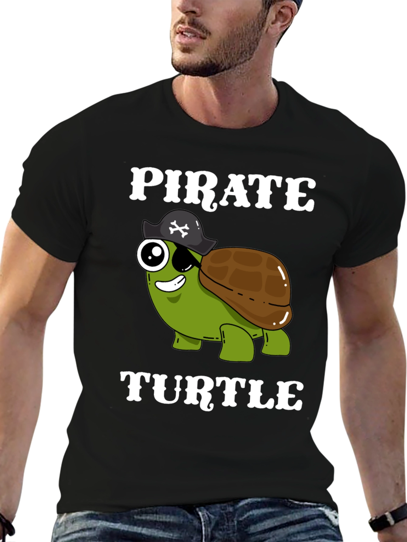 Black Pirate Turtle T-Shirt - Funny Cartoon Tee view 6