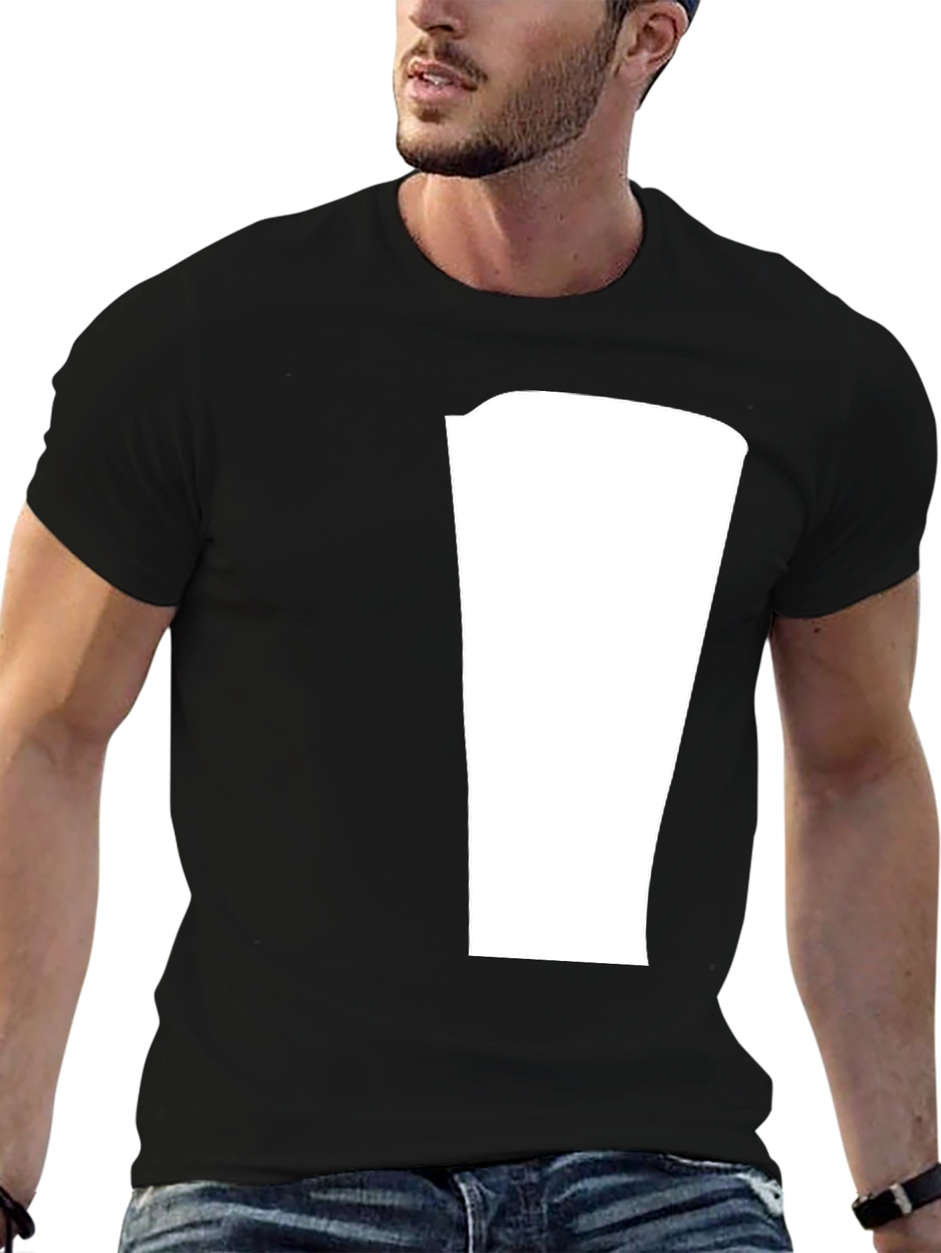 Black Modern Black T-Shirt with Blank Center Panel view 6