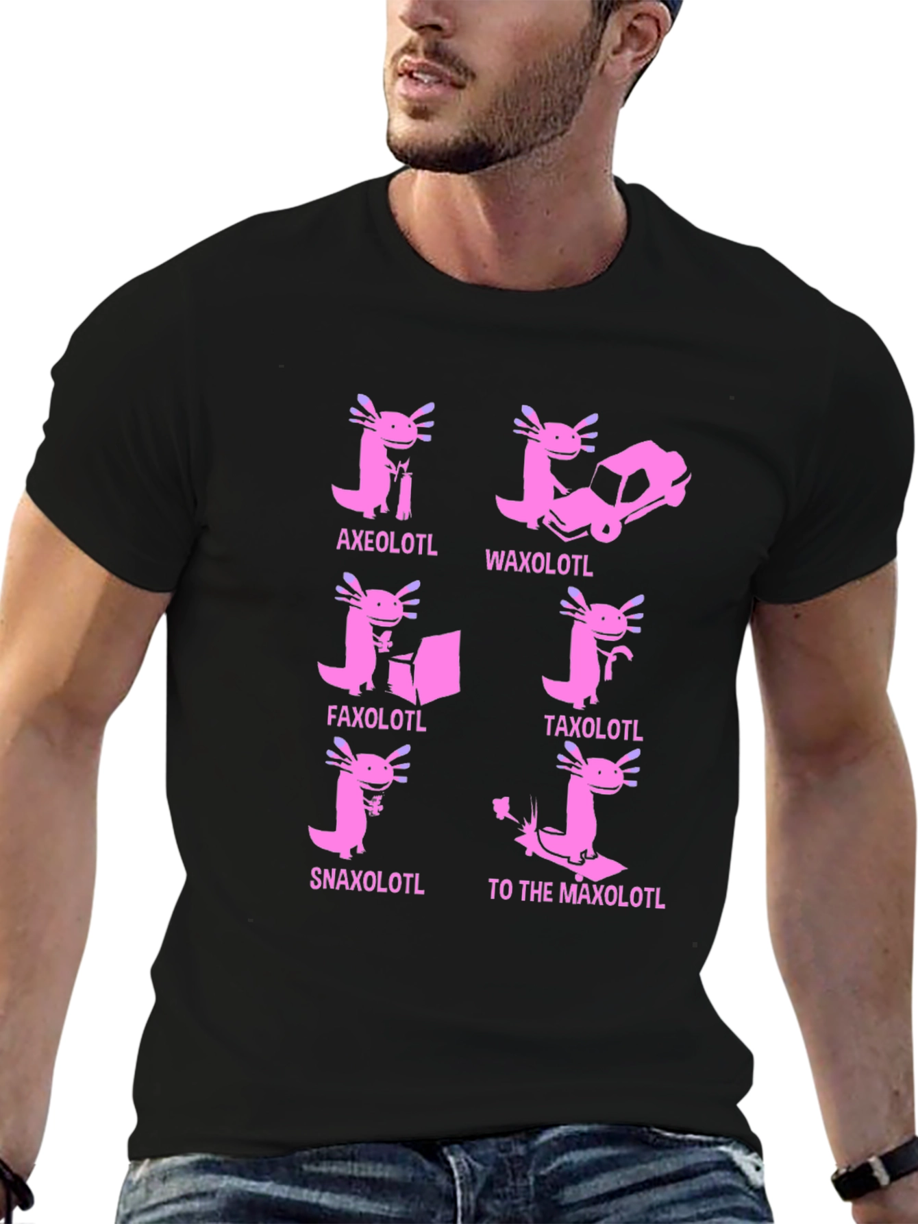 Black Axolotl Pun T-Shirt: Humorous Amphibian Tee view 6