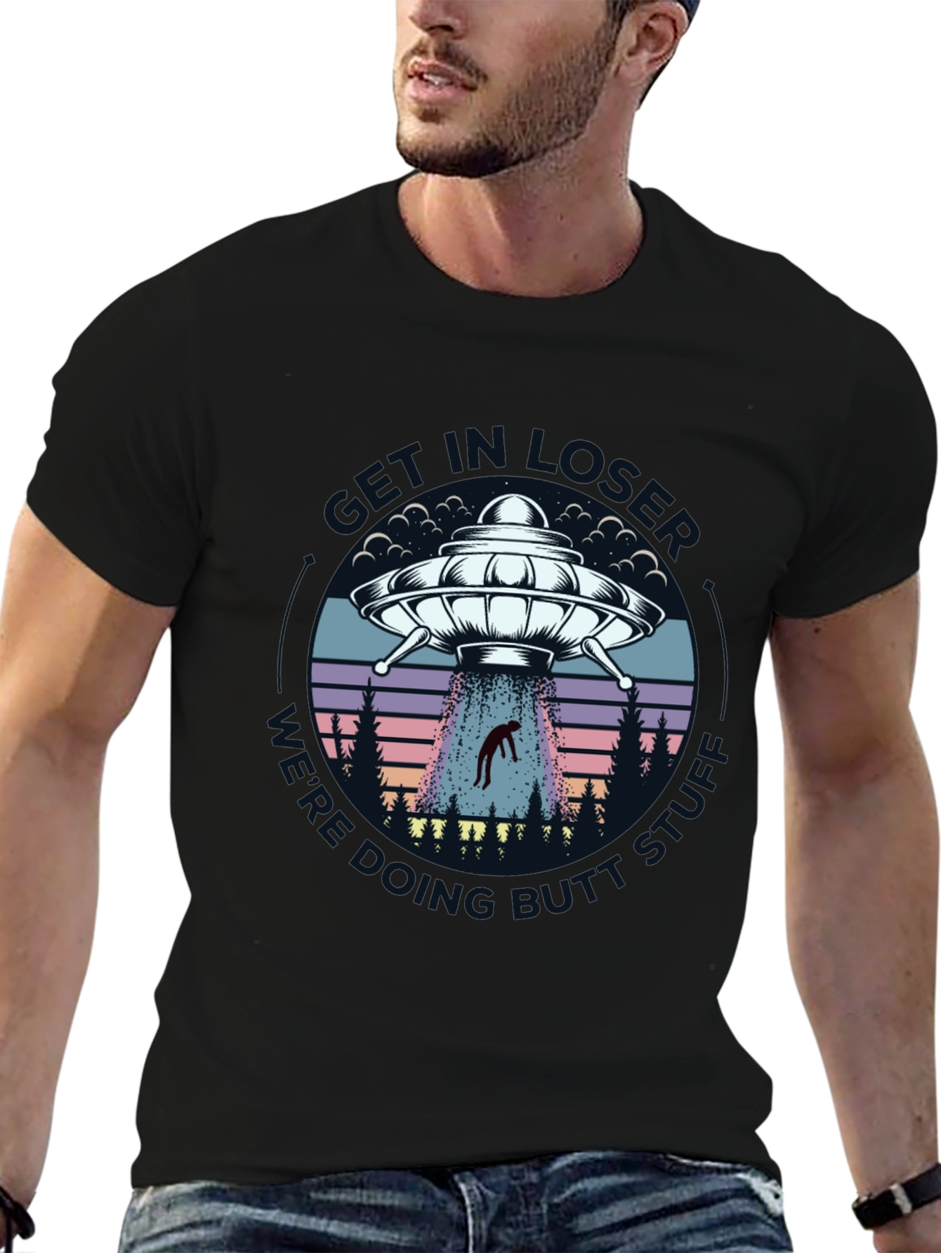 Black Alien Abduction Graphic Tee - Sci-Fi Humor view 6