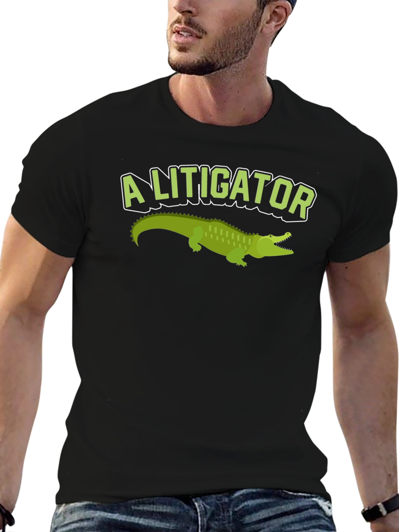 Black A Litigator Alligator T-Shirt - Funny Lawyer Tee view 6