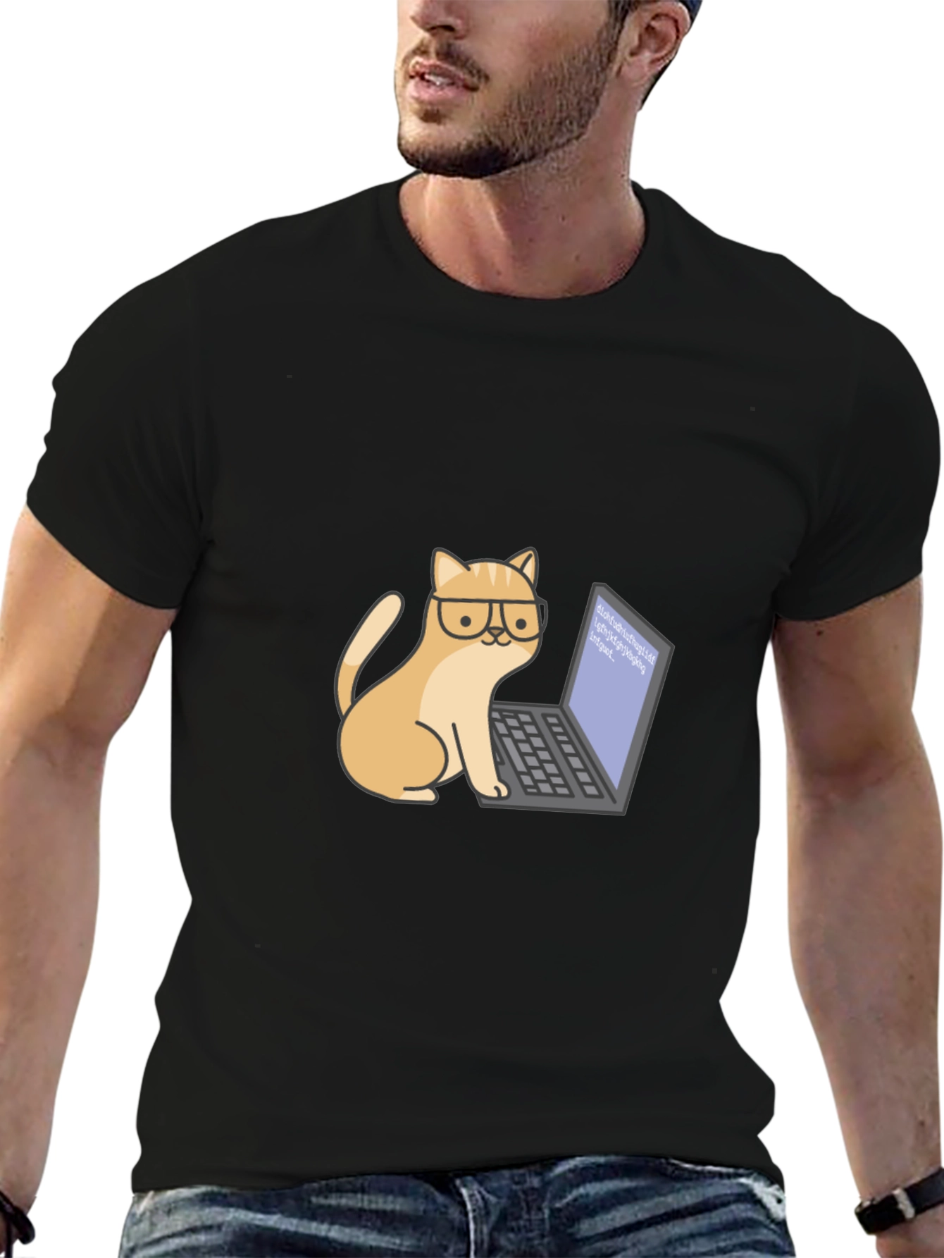 Black Cat Programmer T-Shirt - Cute & Geeky view 6