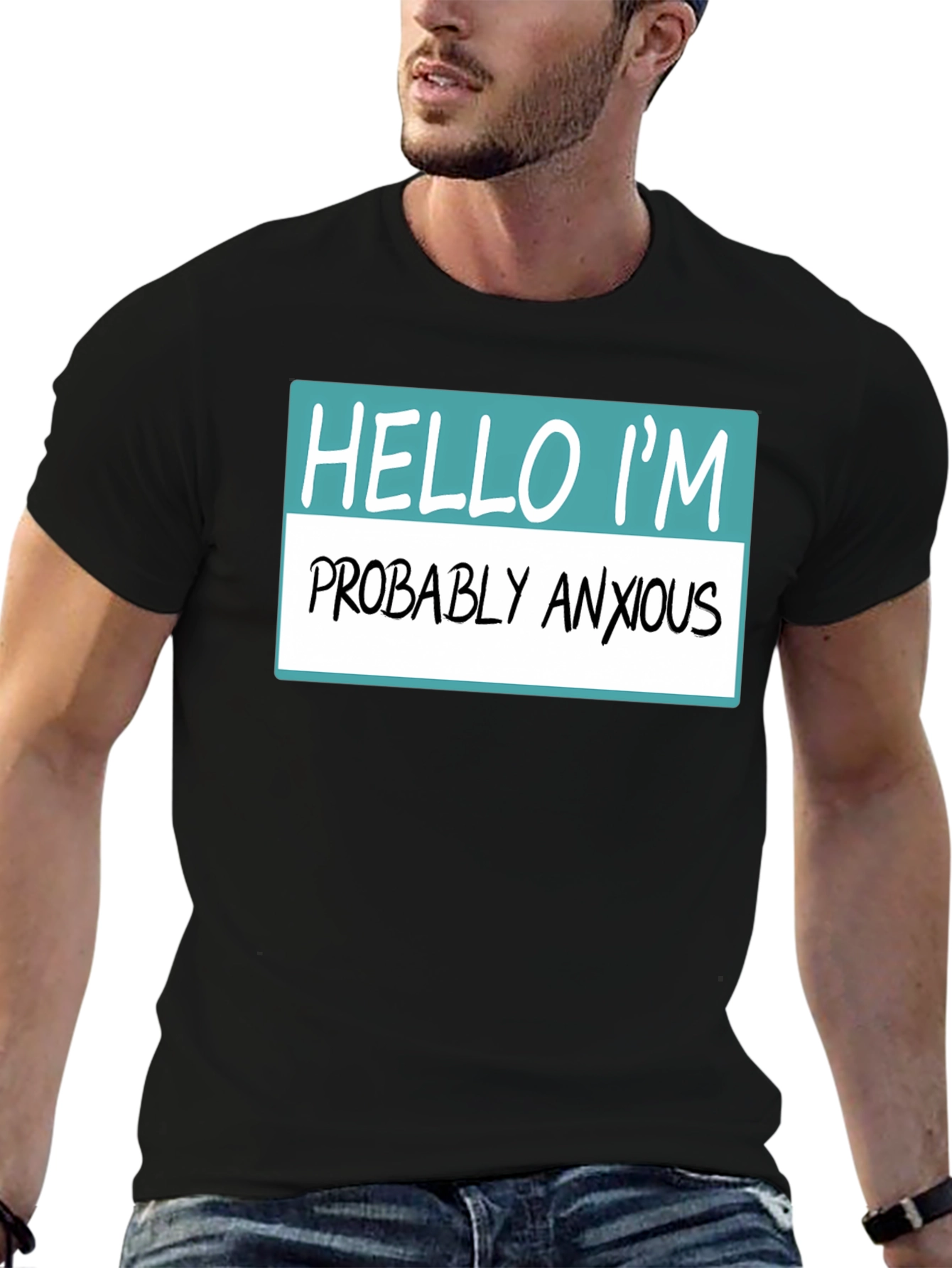 Black Anxious Humor T-Shirt - Novelty Graphic Tee view 6