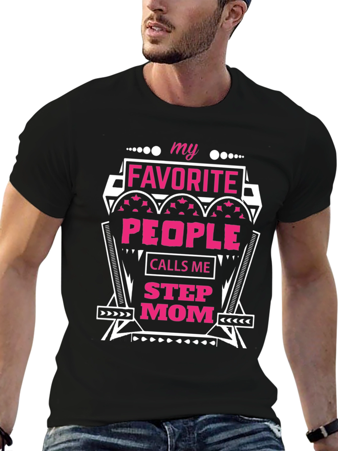 Black My Favorite People Call Me Step Mom T-Shirt view 6