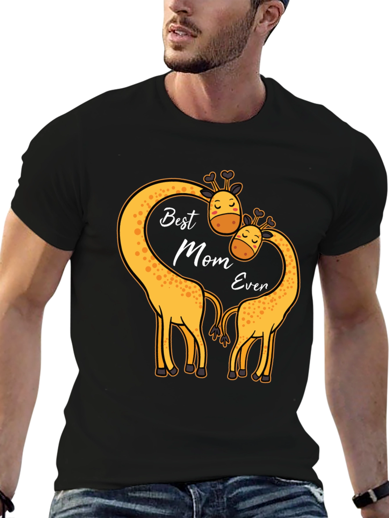 Black Best Mom Ever Giraffe T-Shirt view 6
