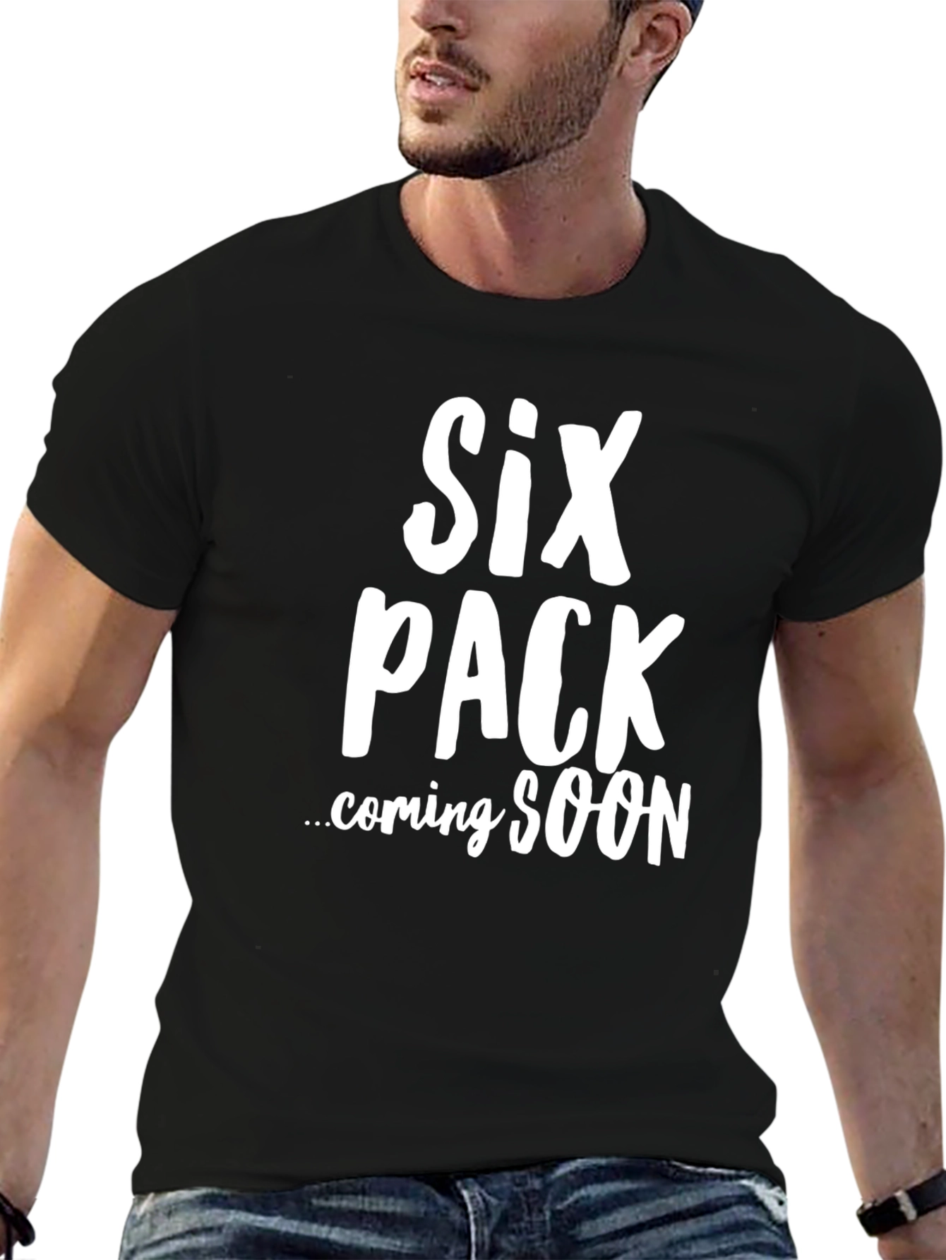 Black Six Pack Coming Soon Funny T-Shirt view 6