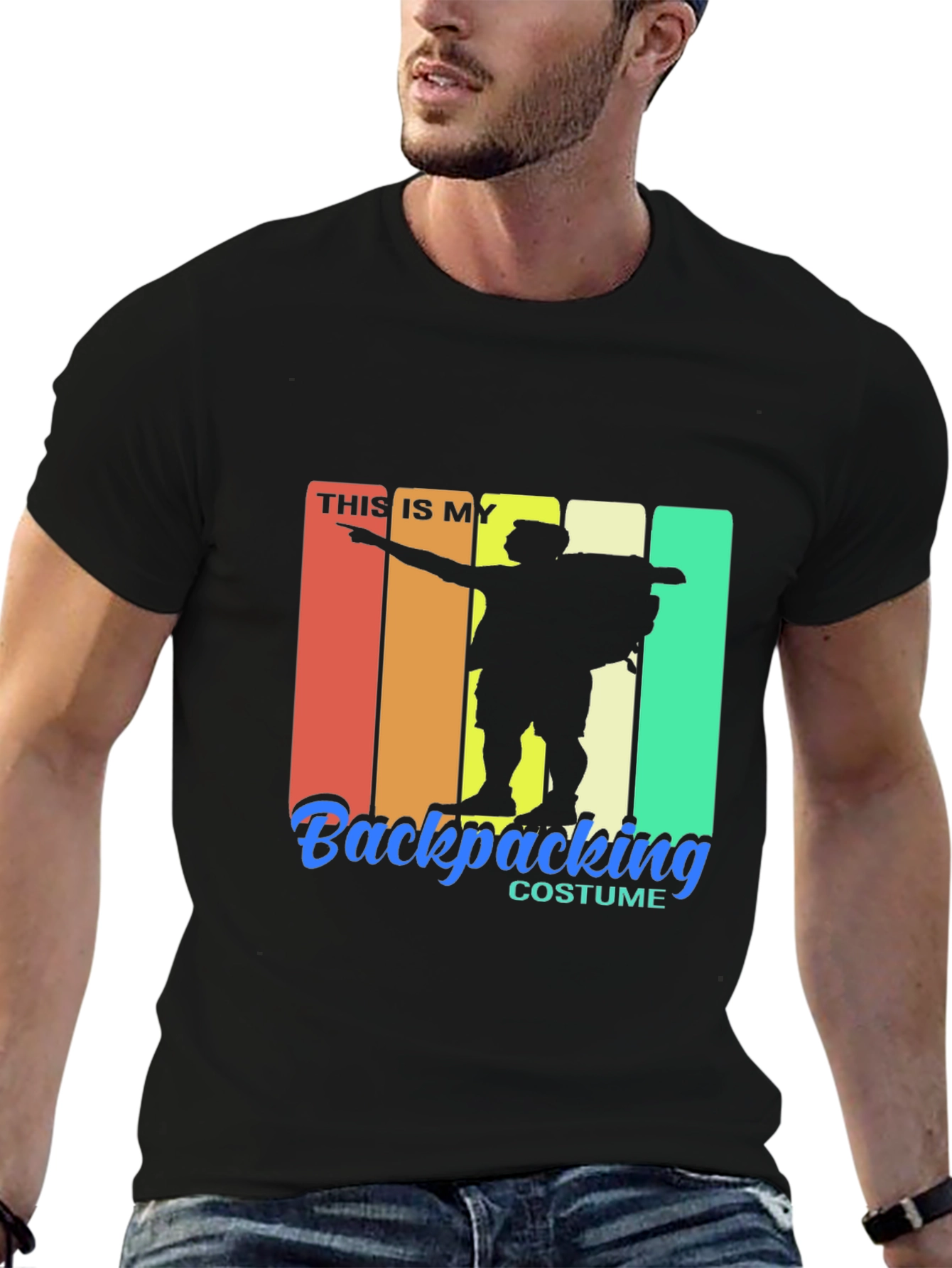 Black Backpacking Costume T-Shirt view 6