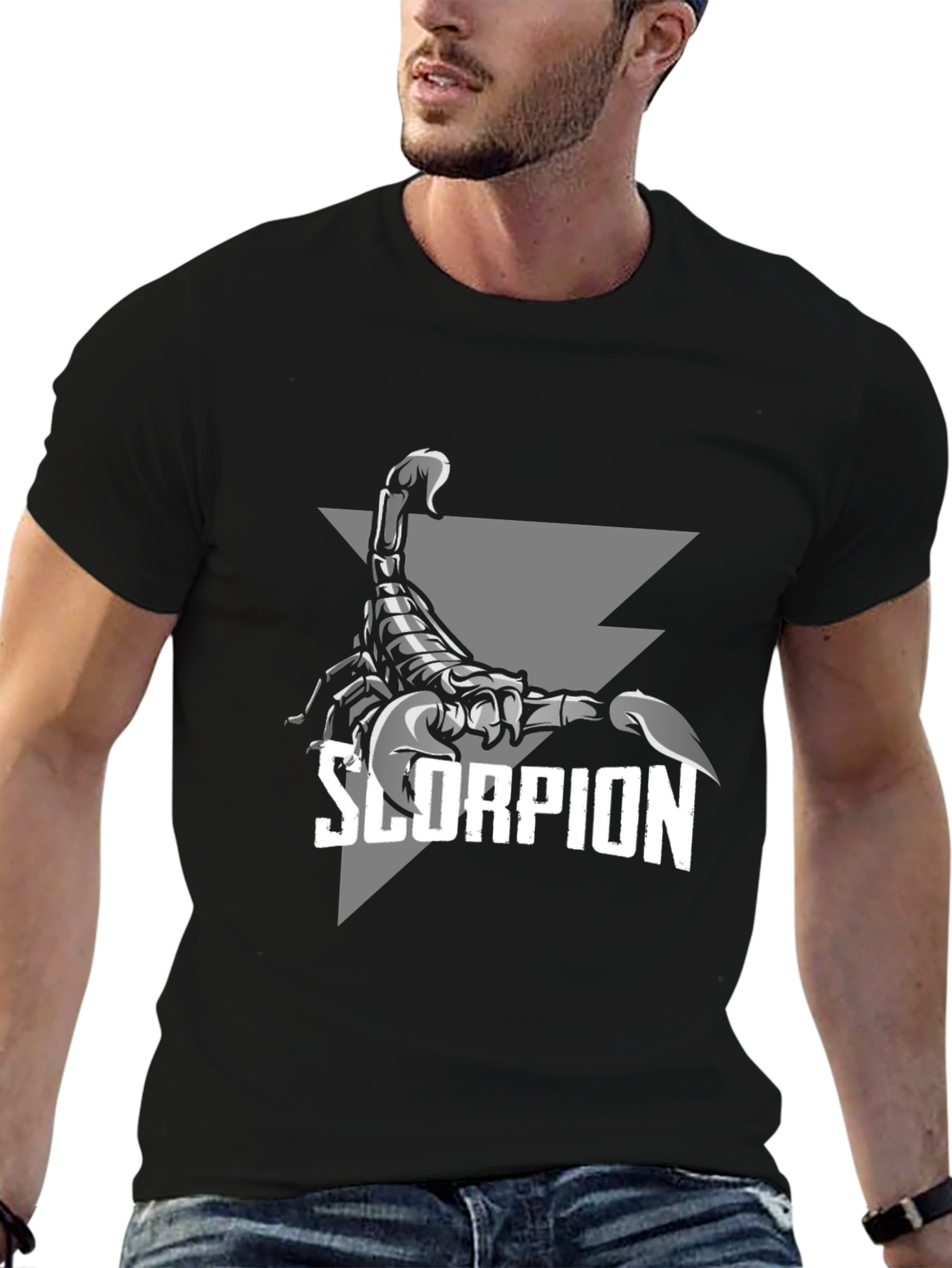 Black Scorpion Graphic Print Crew Neck T-Shirt view 6