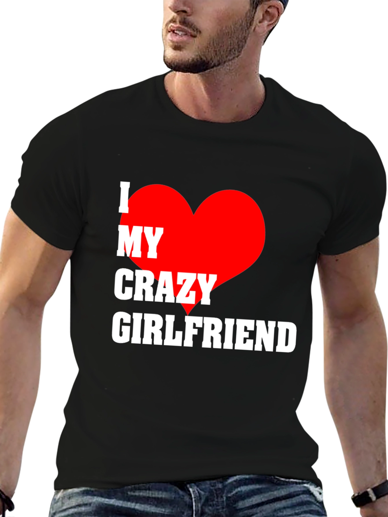Black I Heart My Crazy Girlfriend Men's T-Shirt view 6