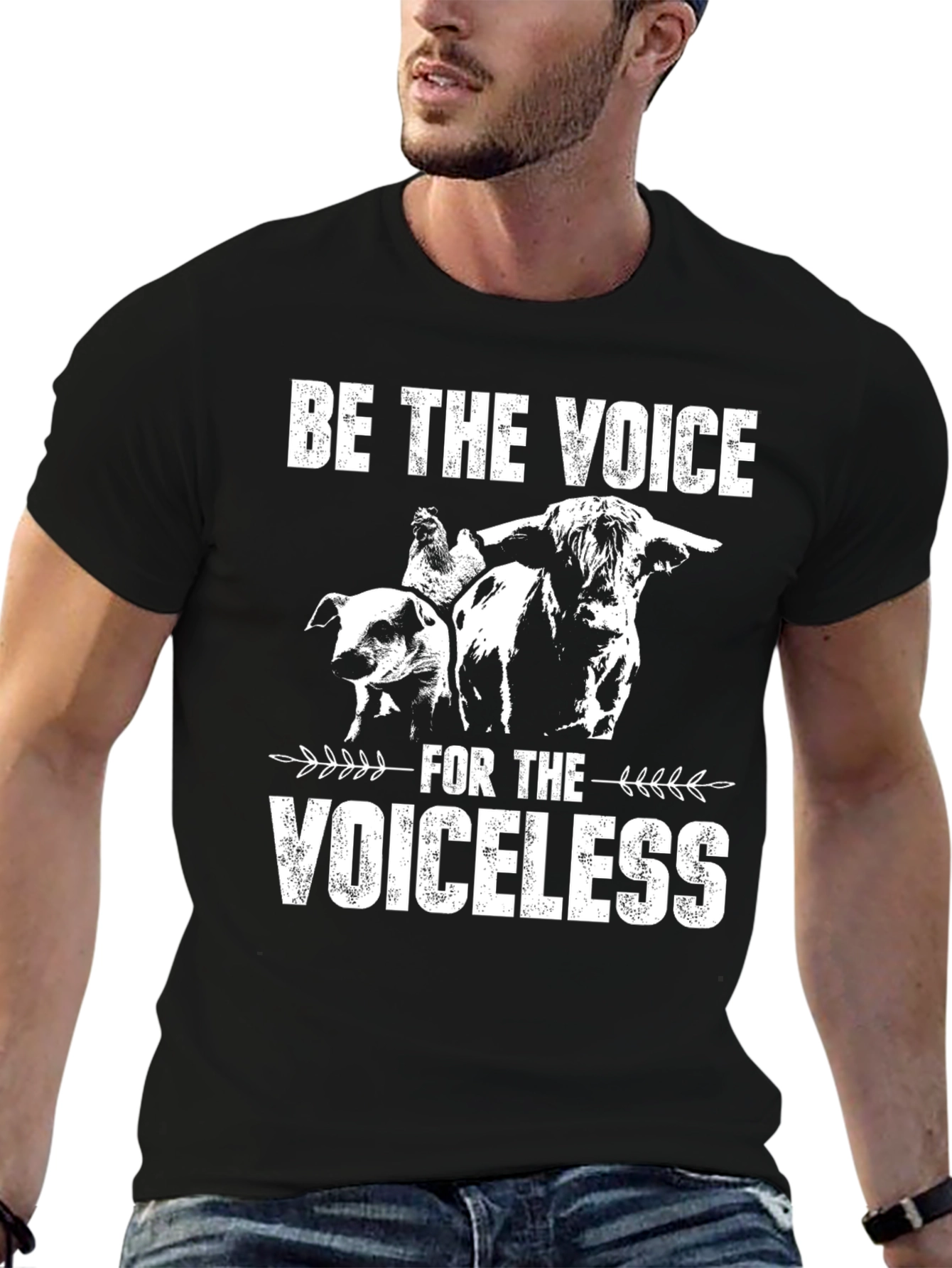 Black Voice for the Voiceless Vegan T-Shirt view 6