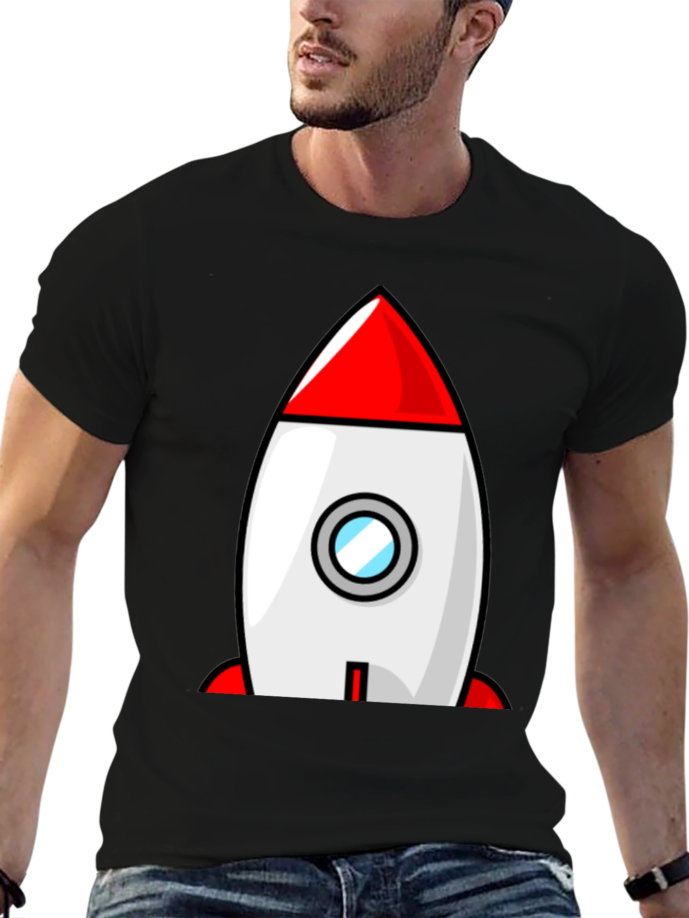 Black Rocket Ship Graphic Tee - Blast Off in Style! view 6