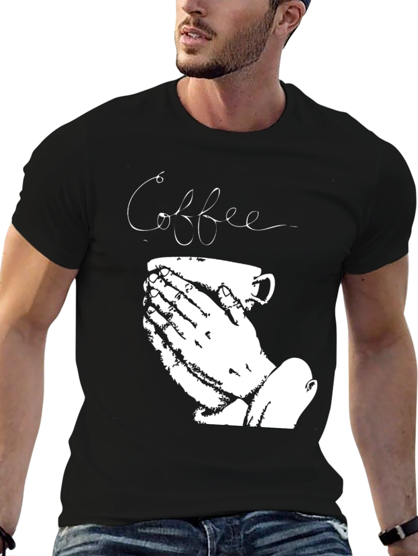 Black Coffee Prayer Black Graphic Tee view 6