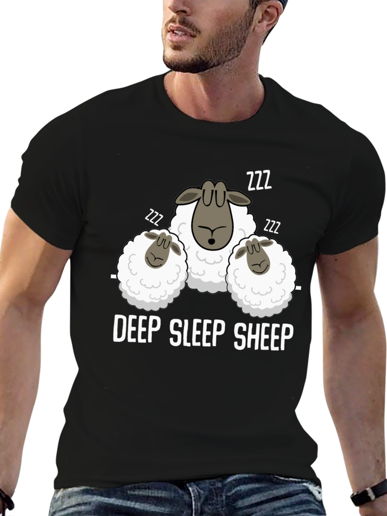 Black Deep Sleep Sheep T-Shirt -  Comfy & Fun view 6