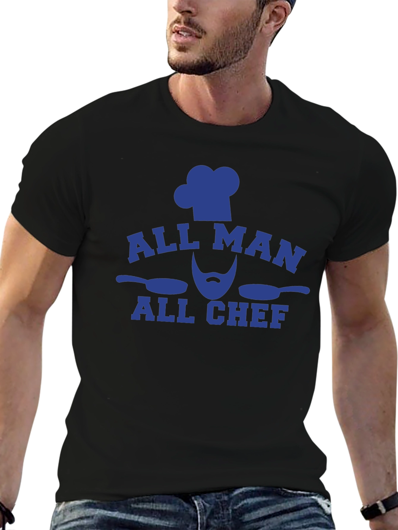 Black All Man All Chef Graphic Tee - Black Cotton T-Shirt view 6