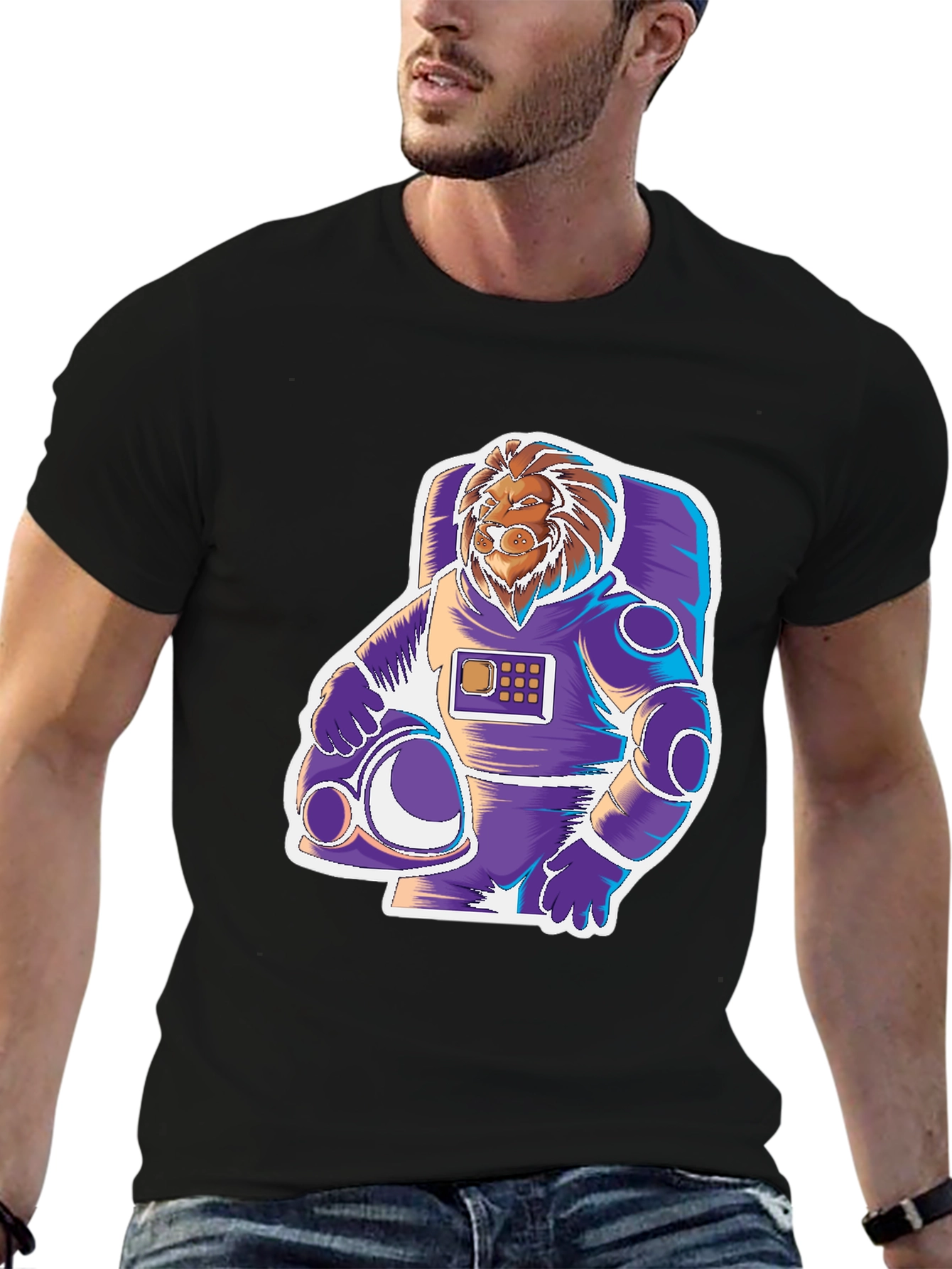 Black Lion Astronaut Graphic Tee - Space Explorer view 6