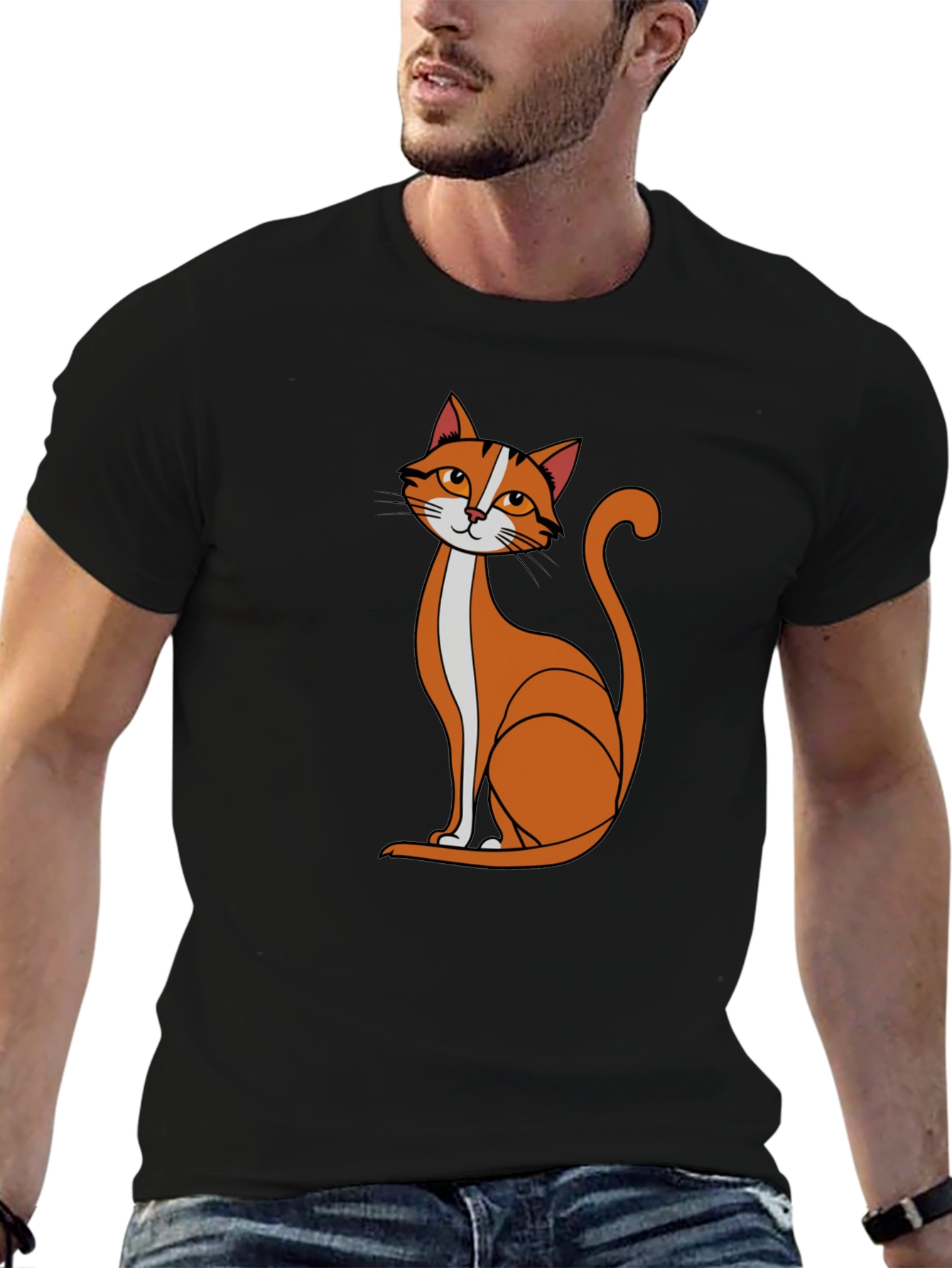 Black Cool Cat Graphic T-Shirt - Black view 6